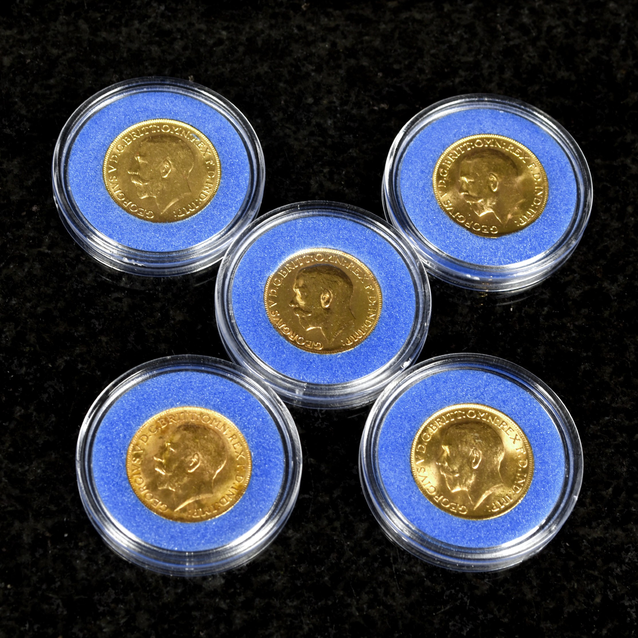 GULDMYNT. Brittiska imperiet (British Empire) 1911-1928 (5st).