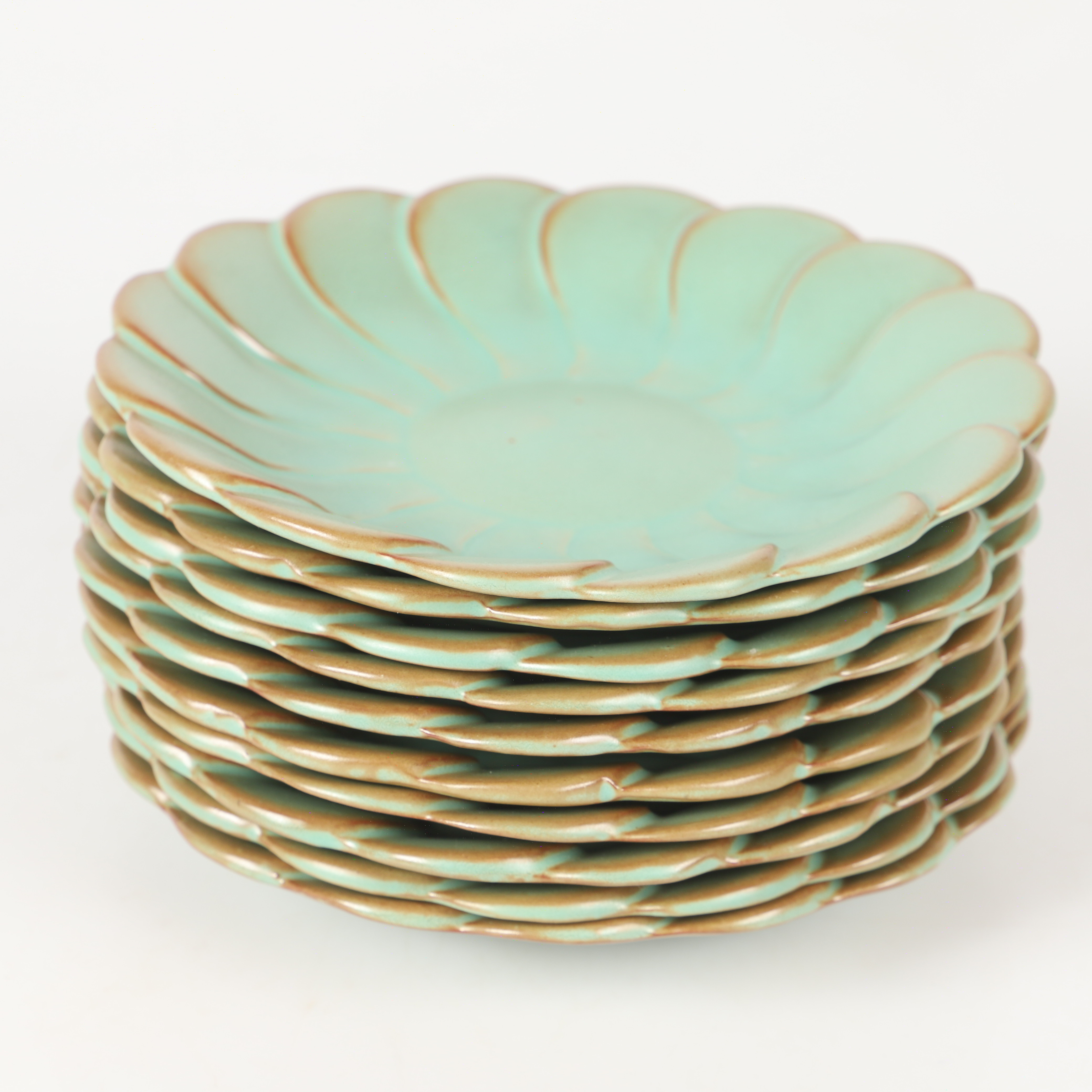 EWALD DAHLSKOG. Frukttallrikar, 10 stycken, glaserad fajans, Bo fajans, 1900-tal.