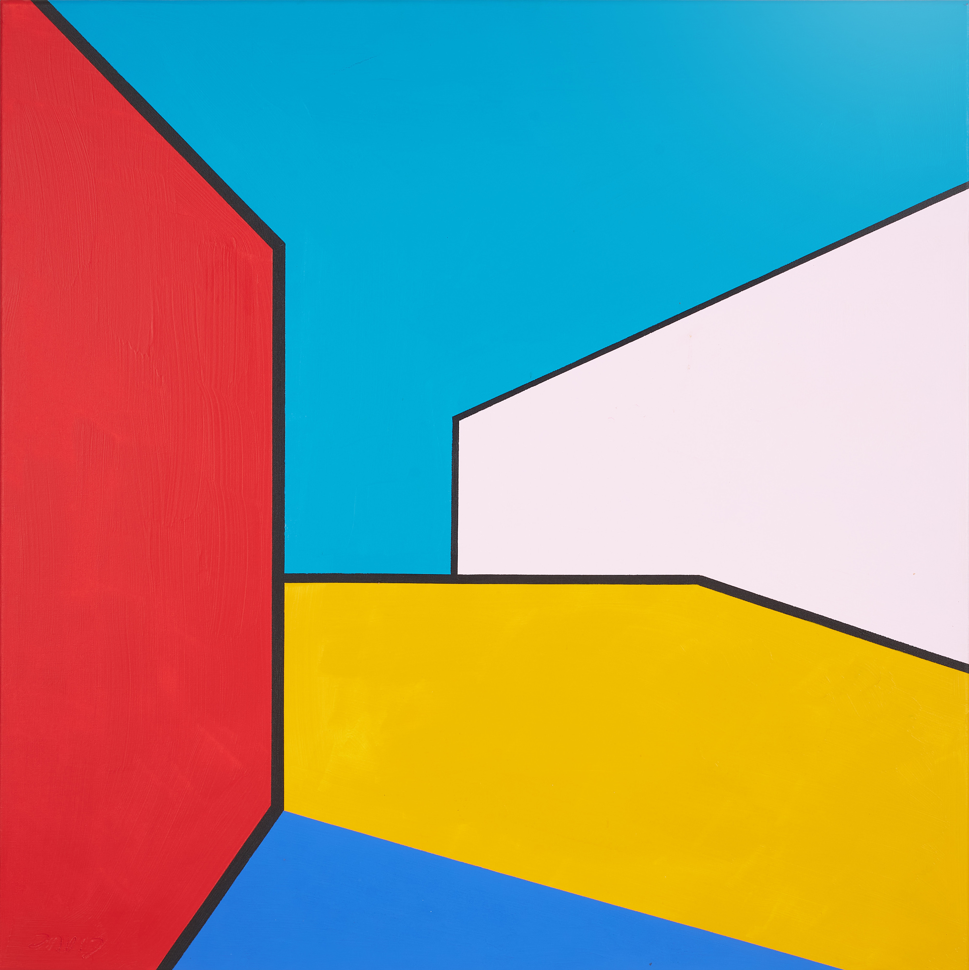 DAVID LARSSON  (FÖDD 1968). "Block 3", akryl på duk, signerad samt a tergo 2023.