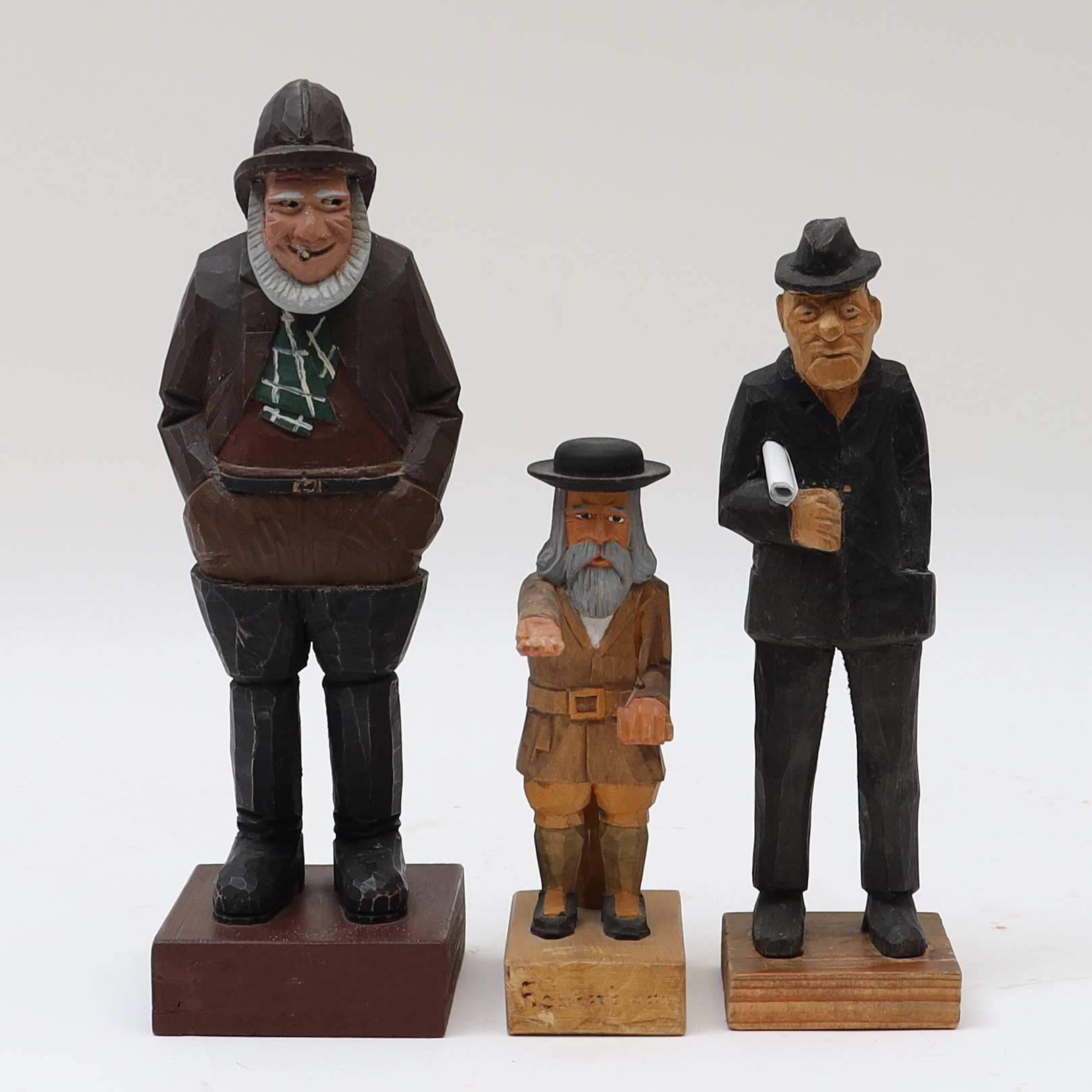 TRÄFIGURIN, 3 stycken "Rosenbom", Gustav grönlund, O wall.