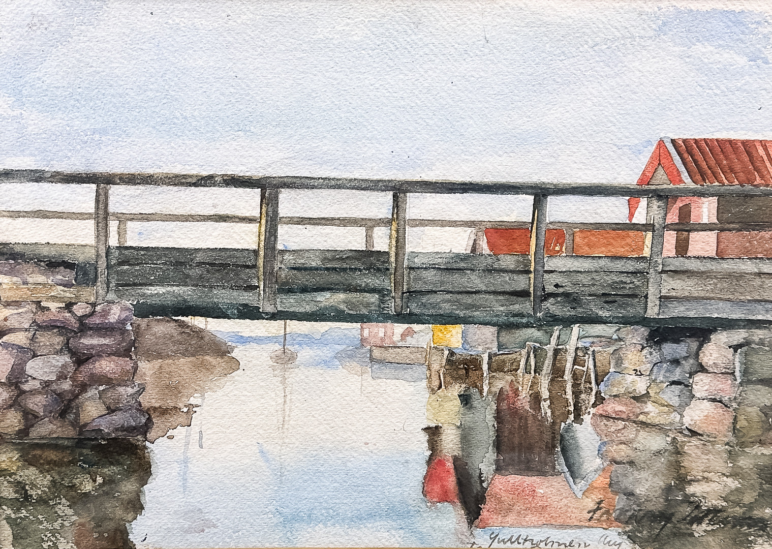 OIDENTIFIERAD KONSTNÄR, Akvarell, Gullholmen, Signerad.