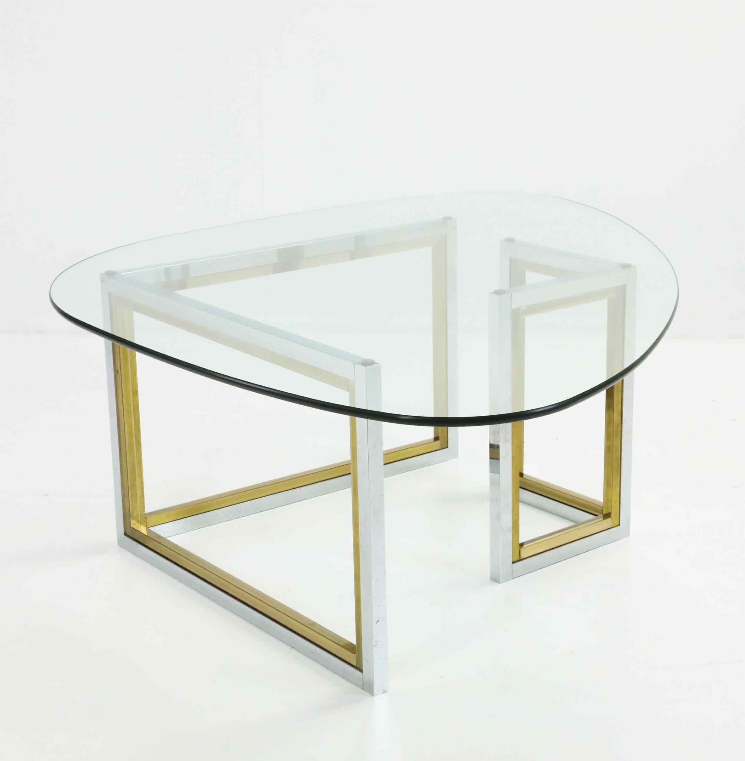 SOFFBORD, glas o metall, "Tellus" formgivet 1975. Engelsson.