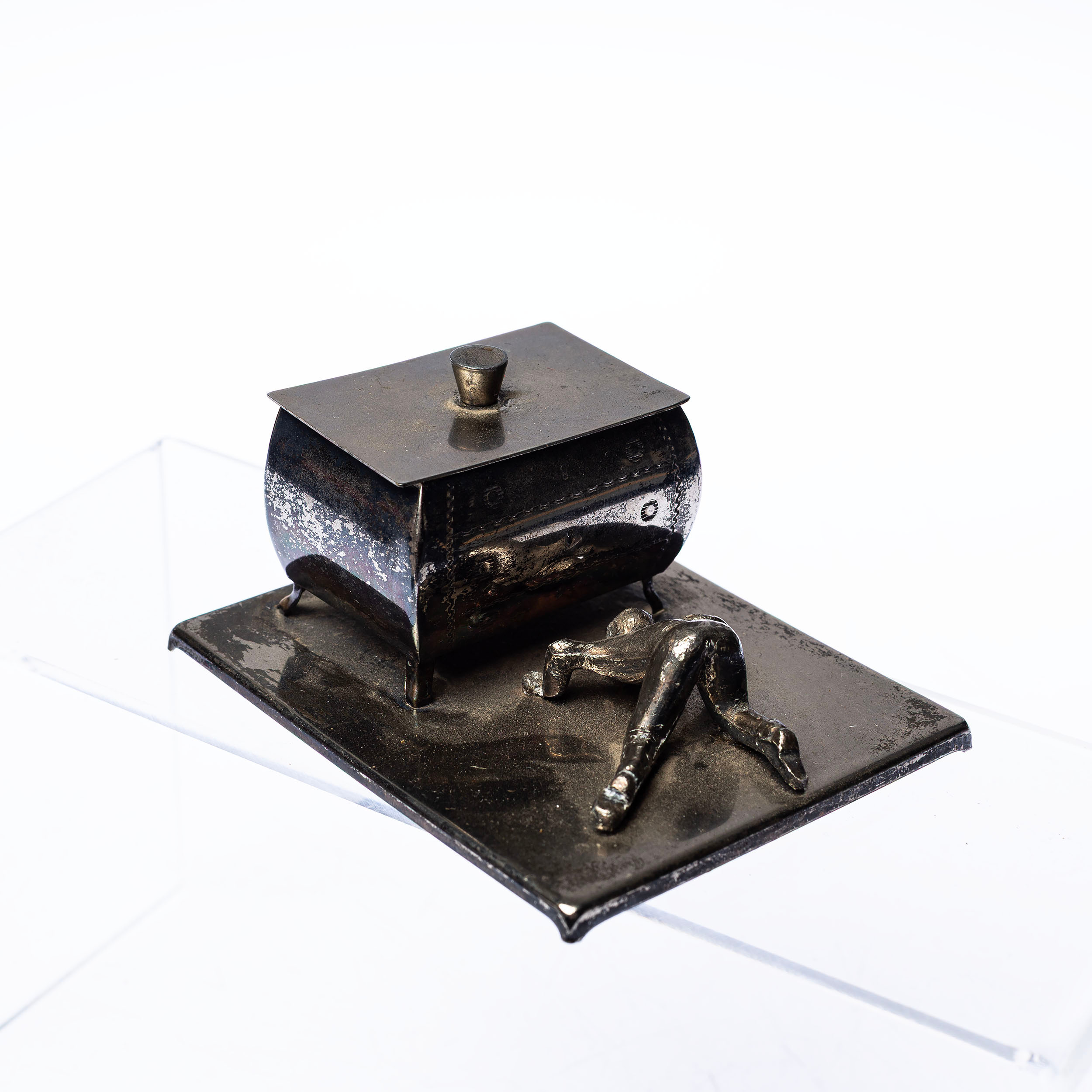 MANSCHETTKNAPPSASK, nysilver, Widerholm & Dahlberg, Eskilstuna, 1930-/40-tal.