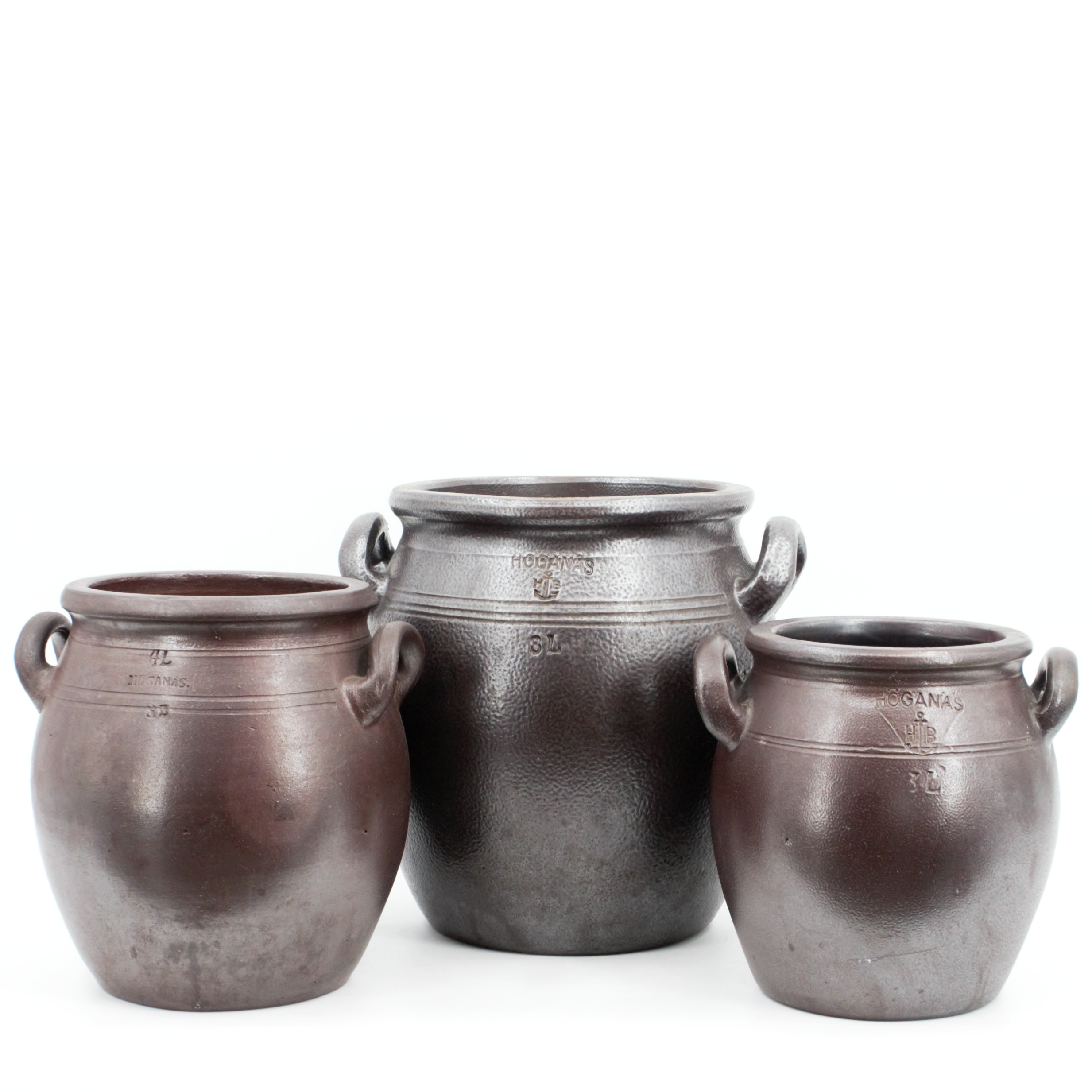 KRUS, 3 st, glaserat stengods, Höganäs Bolaget.