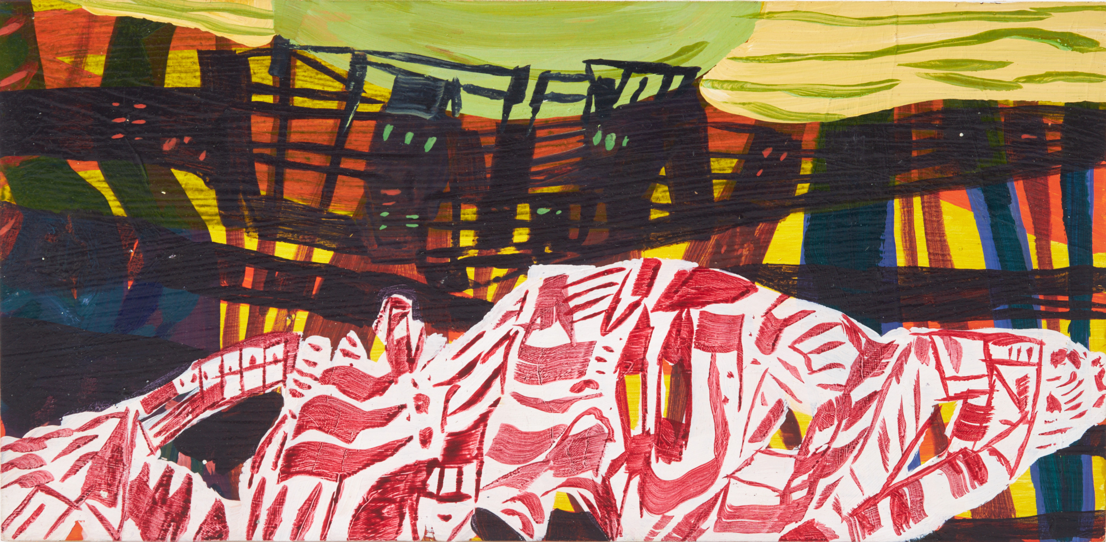 MARIE DAHLSTRAND. (1973-). "Melody", abstrakt komposition, olja på pannå, signerad och daterad à tergo, M. Dahlstrand, -15.