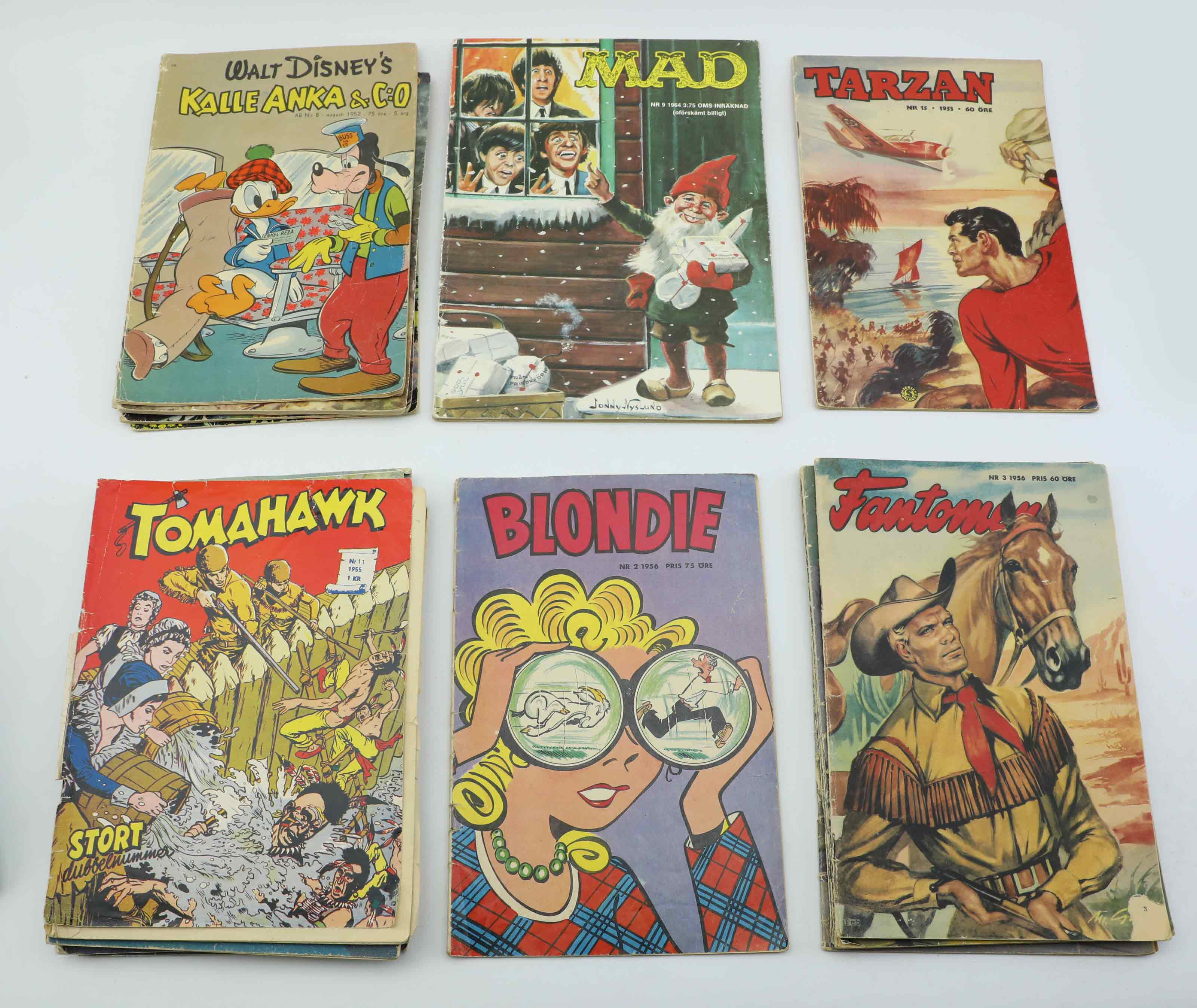 SERIETIDNINGAR, Fantomen, Läderlappen, Little folks, Disney, Mad, Blondie, Kalle Anka m.m 1916-1964.
