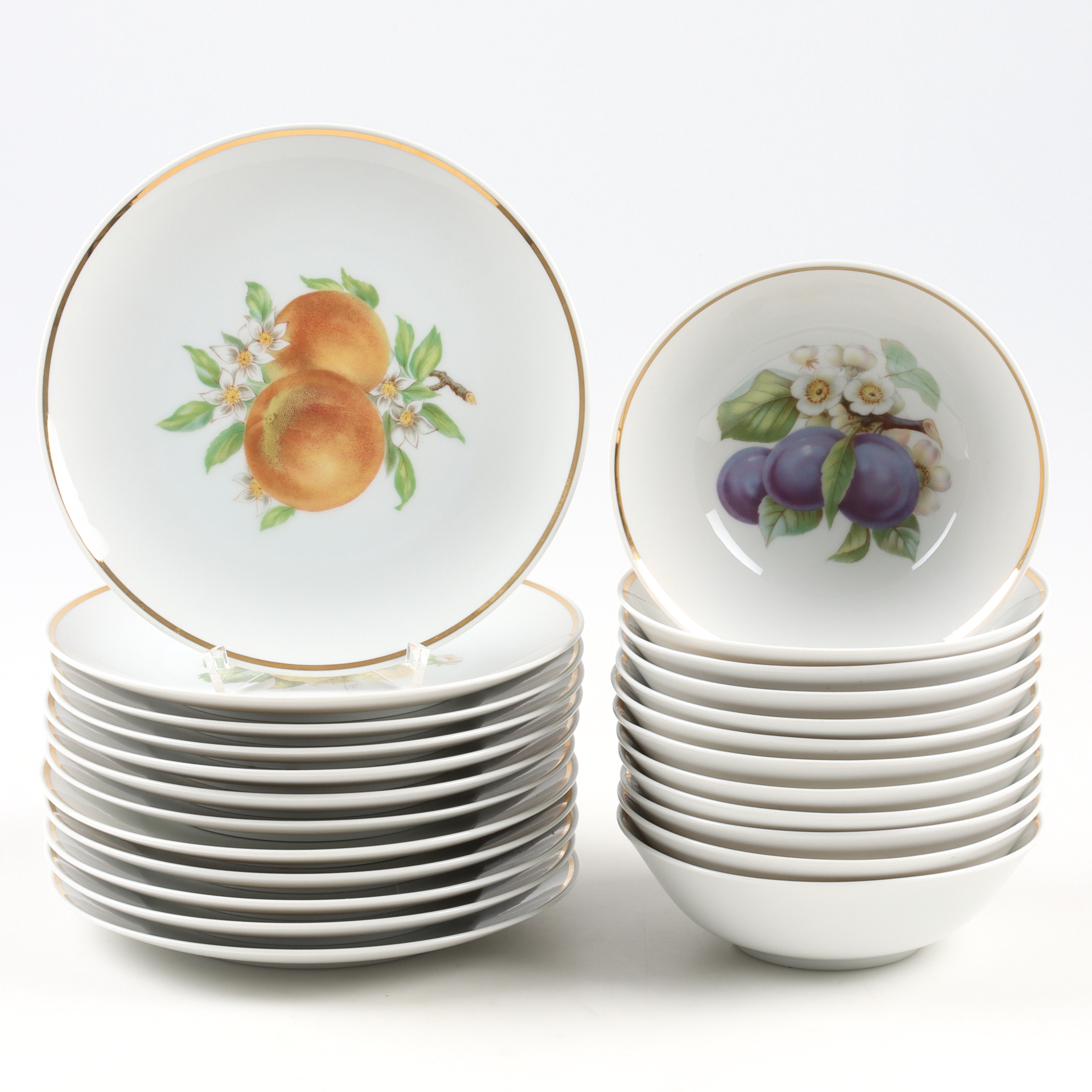 SERVISDELAR, 24 delar, porslin, fruktdekor. Hutschenreuther. Tyskland. 1900-tal.