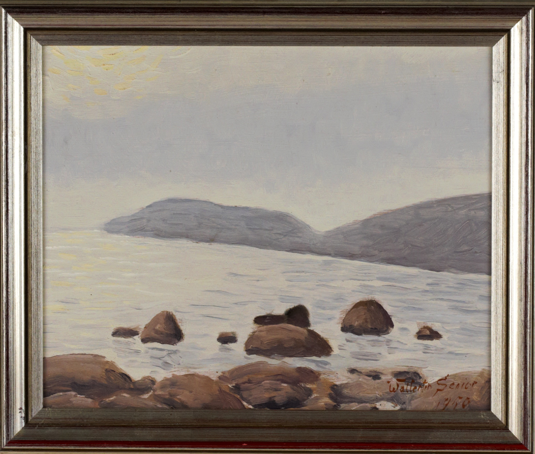 CARL WALLENTIN. Olja på pannå, motiv troligen från Kullaberg, signerad Wallentin Senior, 1950.