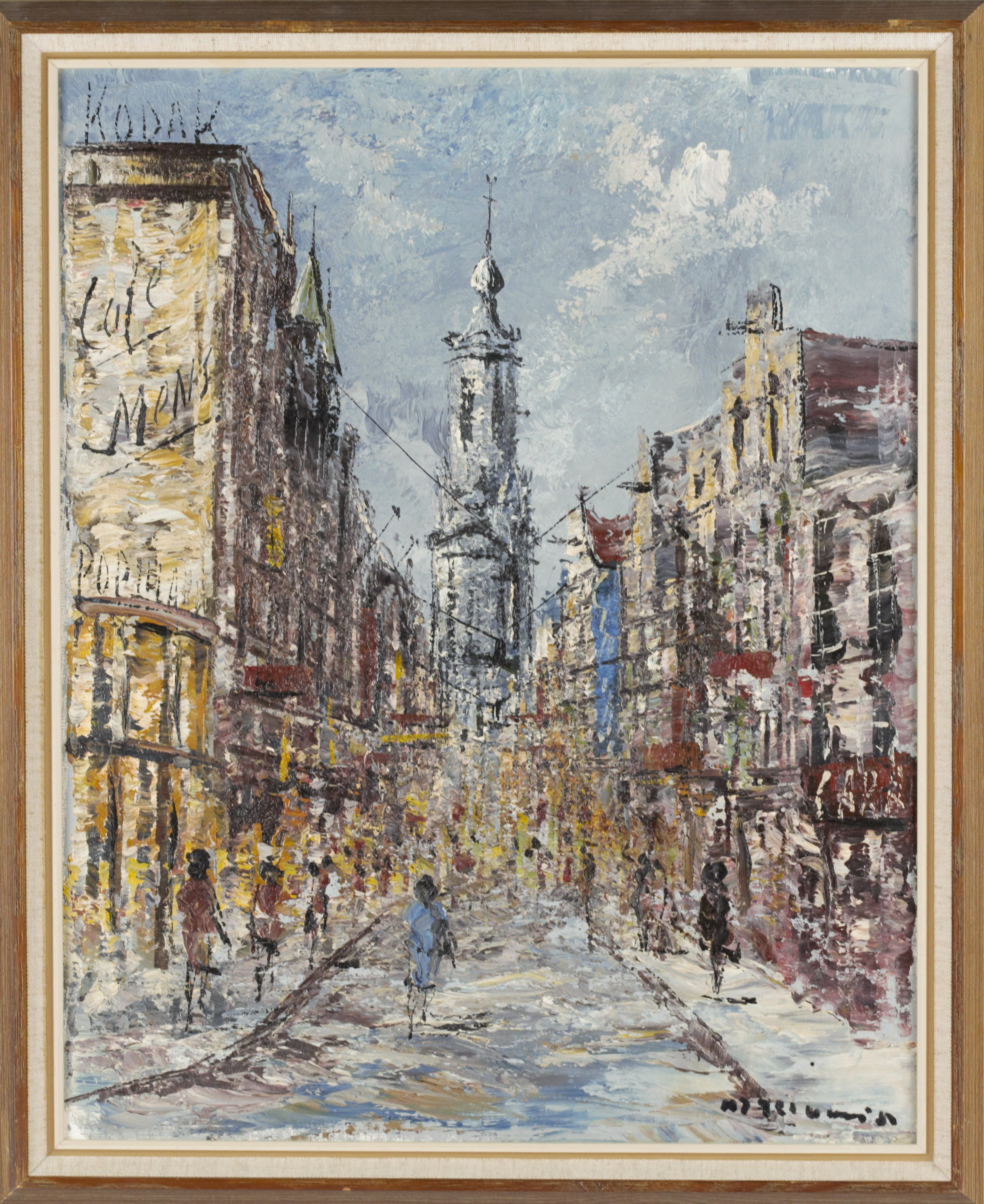 OIDENTIFIERAD KONSTNÄR. Olja på duk, motiv från Paris, otydlig signatur.