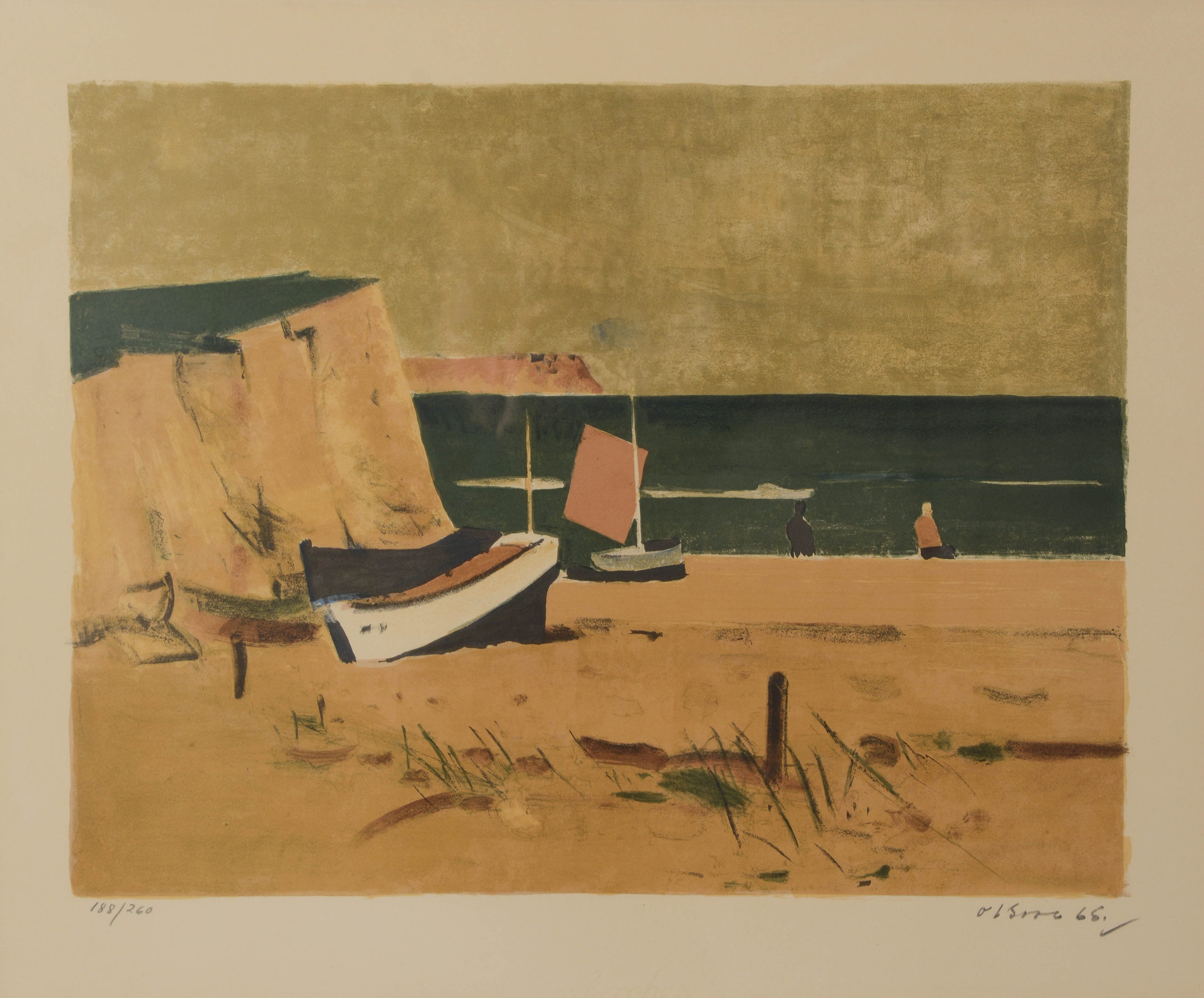 OVE OLSON. Kustmotiv, färglitografi, signerad samt numrerad 188/260.