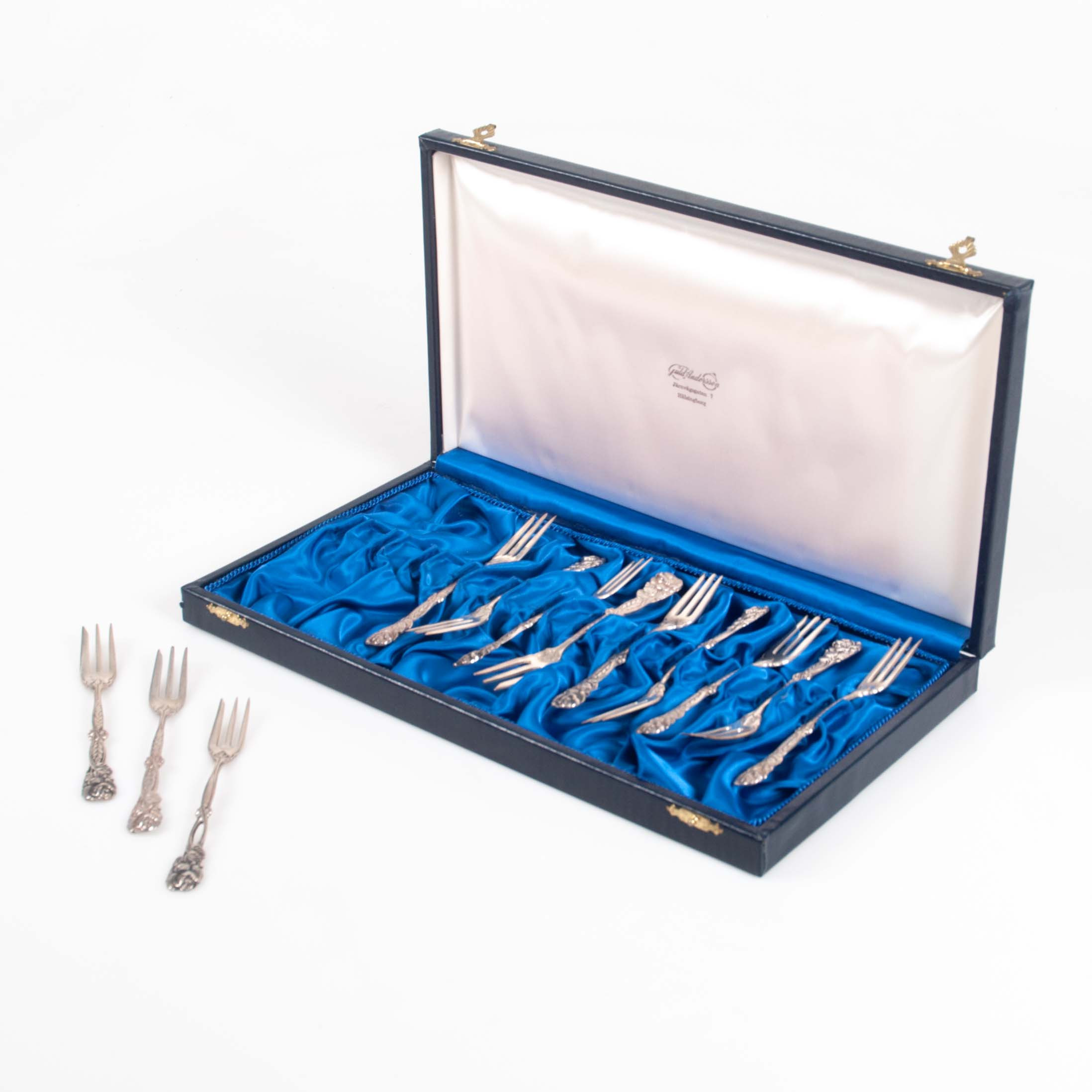 MATTSSON & OLSSON. BAKELSEGAFFLAR, rosmodell, silver, 12 st ca 182 gram.