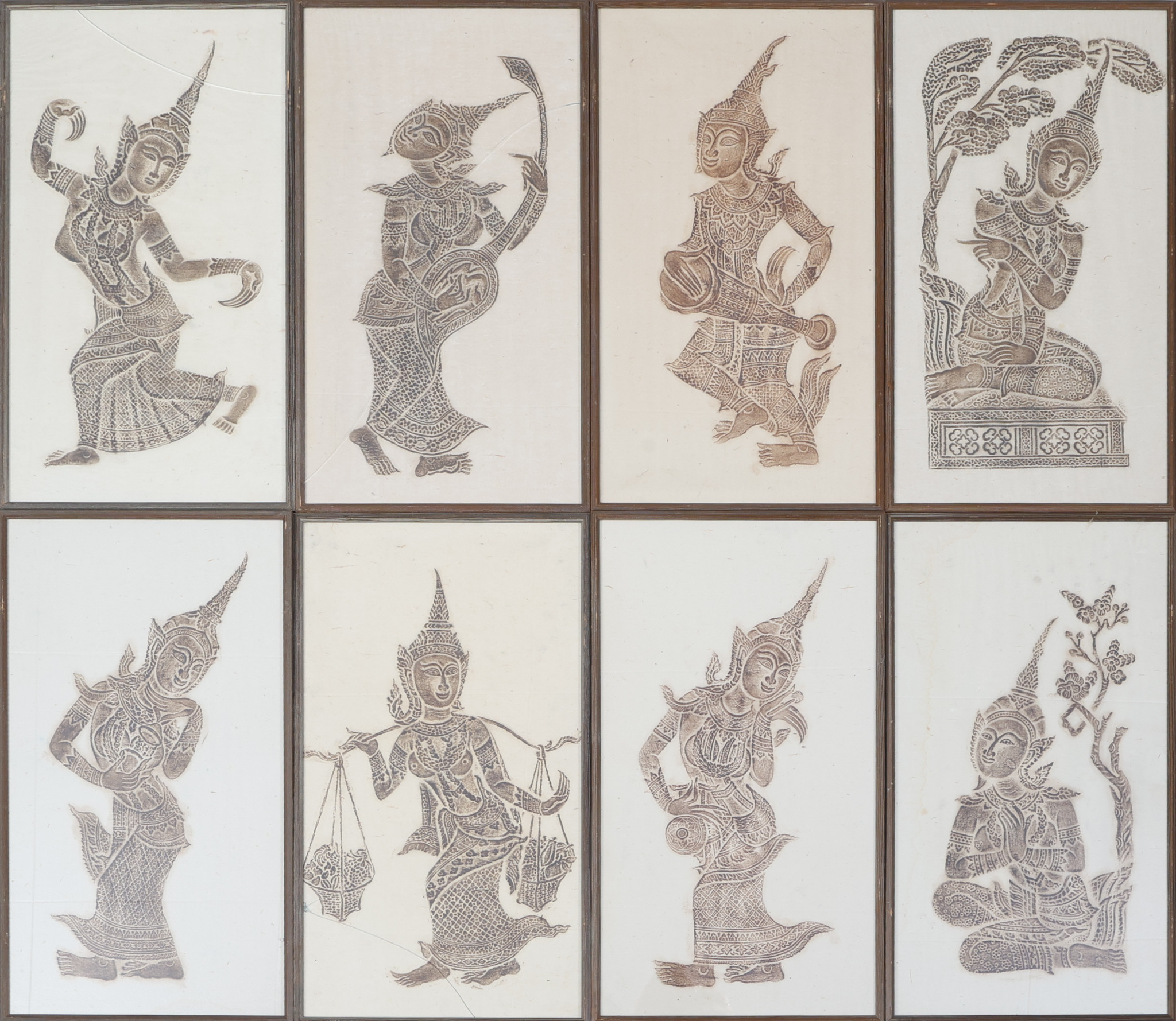 OKÄND KONSTNÄR. Tryck, 8 stycken, balinesiska kvinnor.