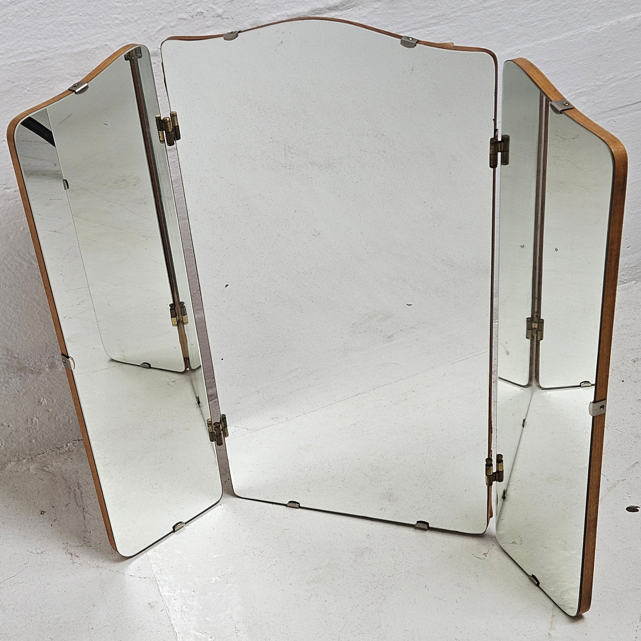 SPEGEL, 3-delad, teak, Swedish modern, 1940/50-tal.
