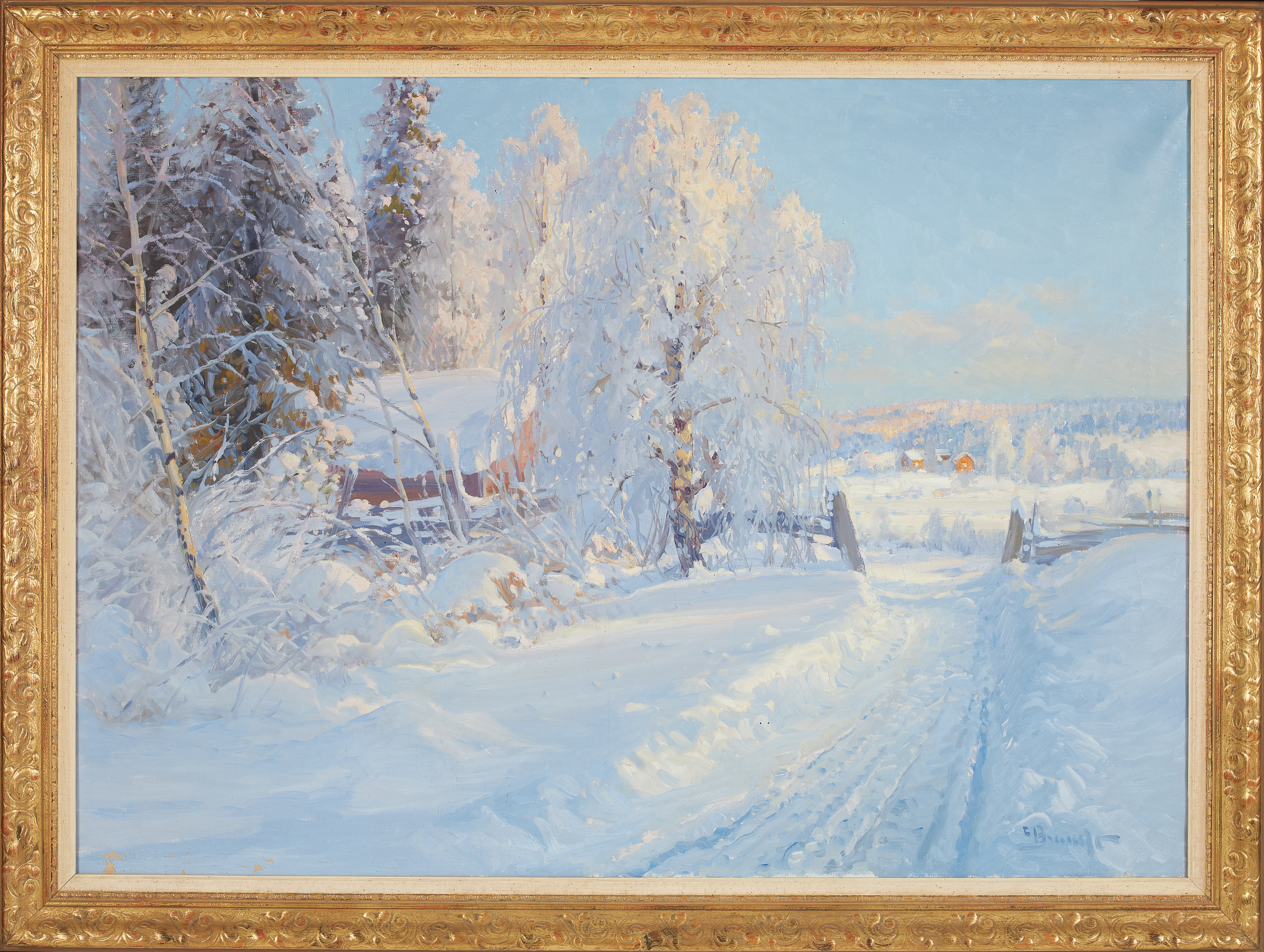 CARL BRANDT. Vinterlandskap, olja på duk, signerad.