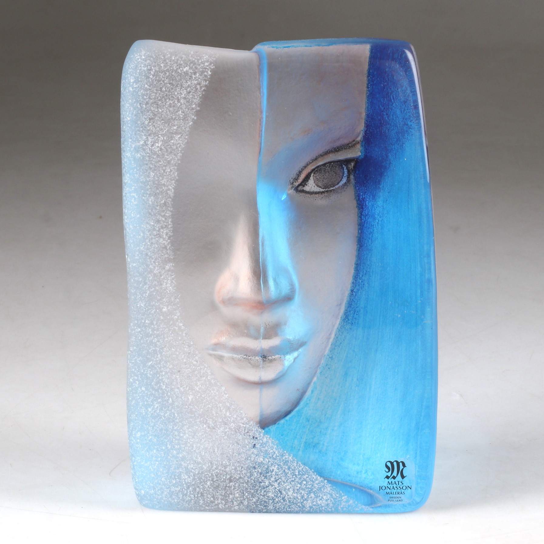 MATS JONASSON. Skulptur, glas, signerad. Målerås. 1900-tal.