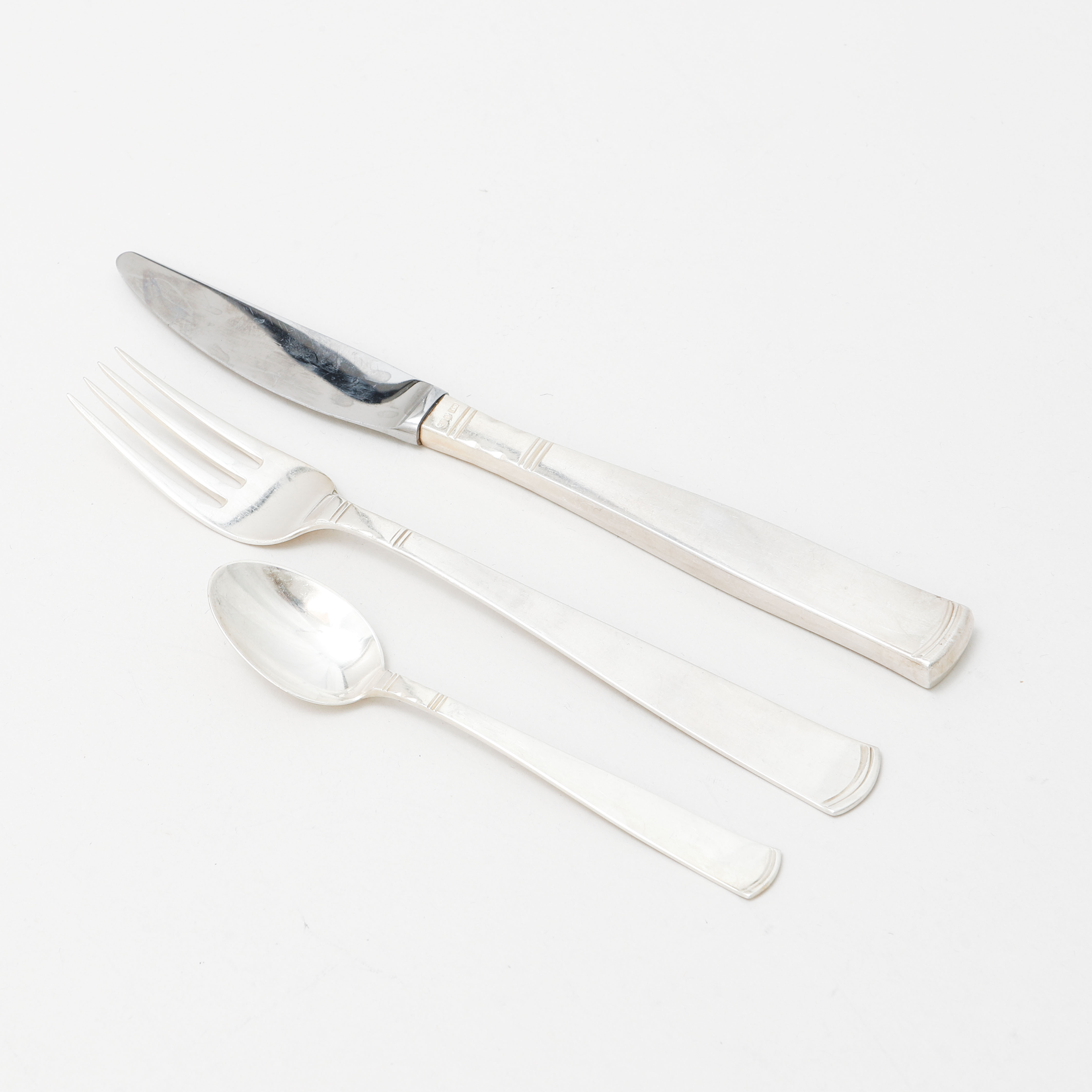 JACOB ÄNGMAN. Bestickuppsättning, 28 delar, silver, "Rosenholm", GAB. Total vikt 980 gram.