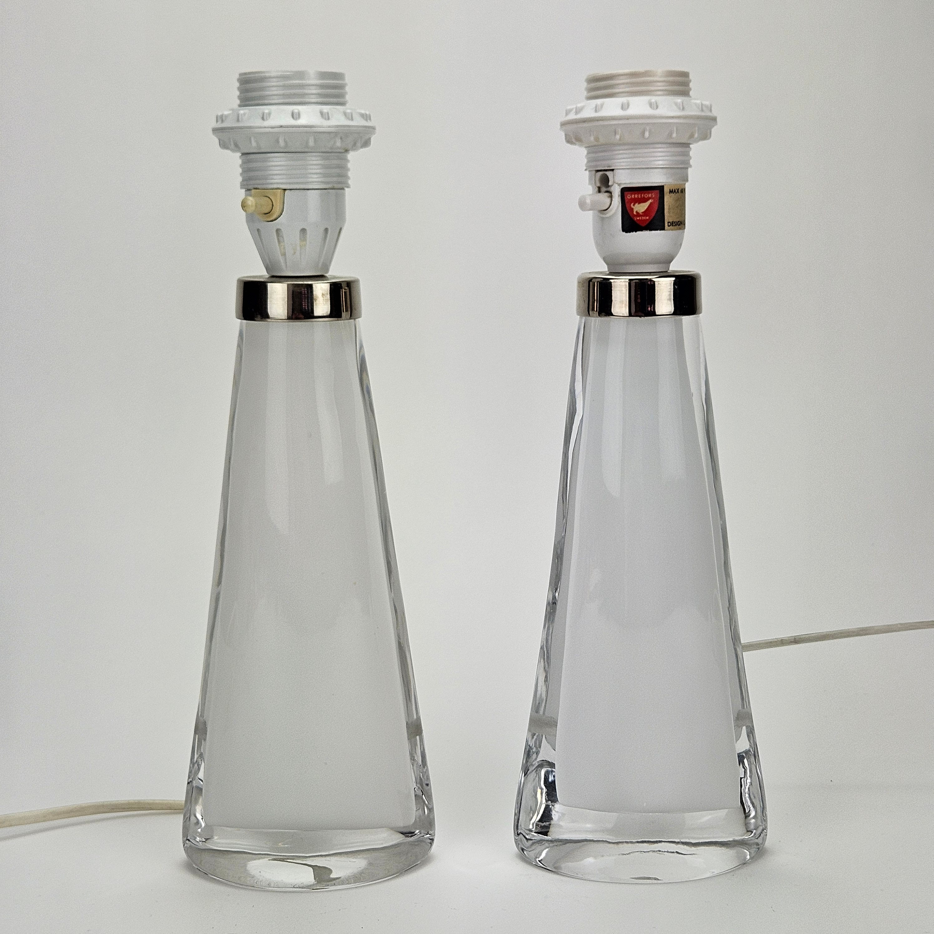 CARL FAGERLUND. Bordslampor, ett par, glas, Orrefors.