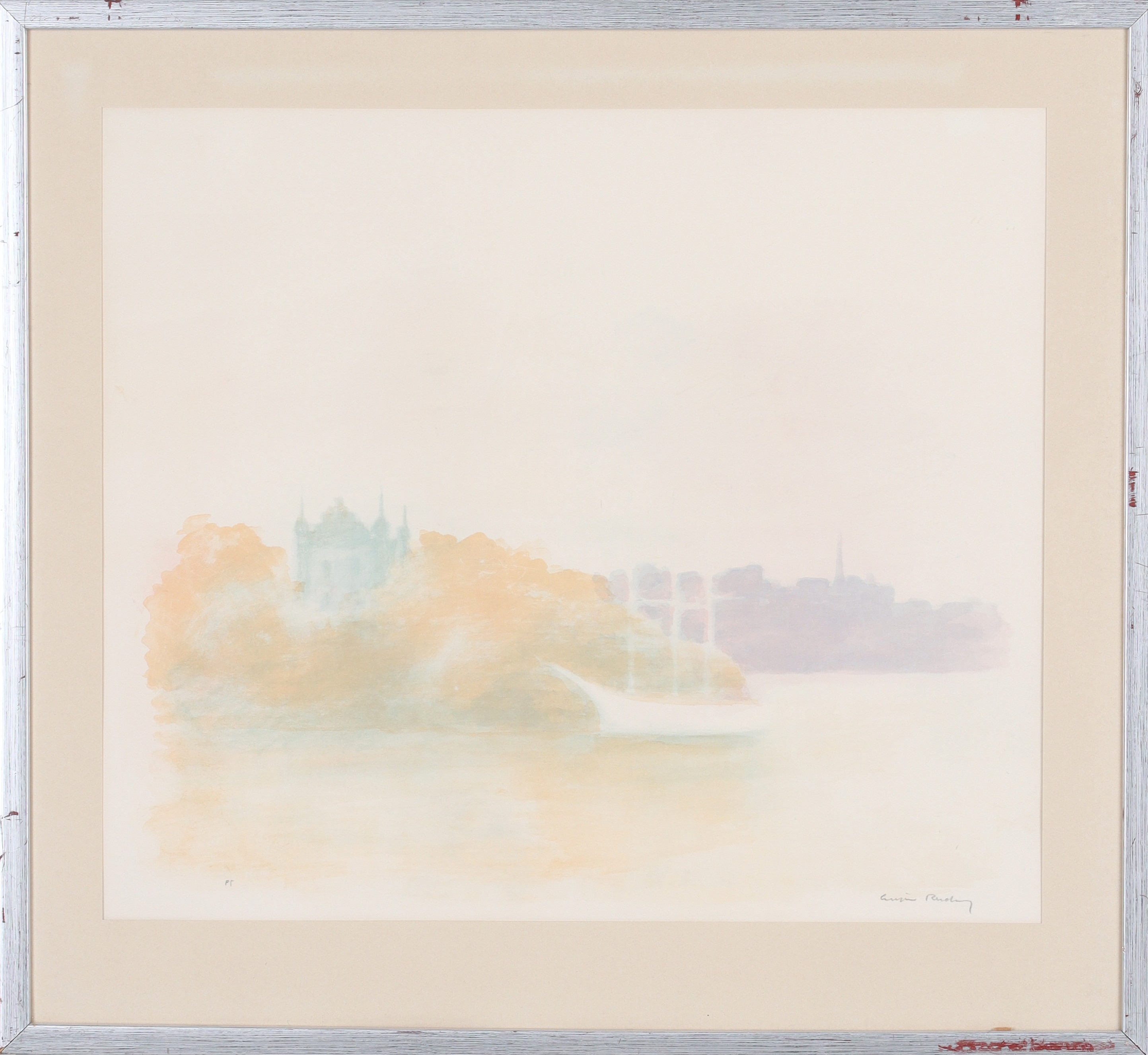 GUSTAV RUDBERG. "Af Chapman", färglitografi, signerat provtryck.