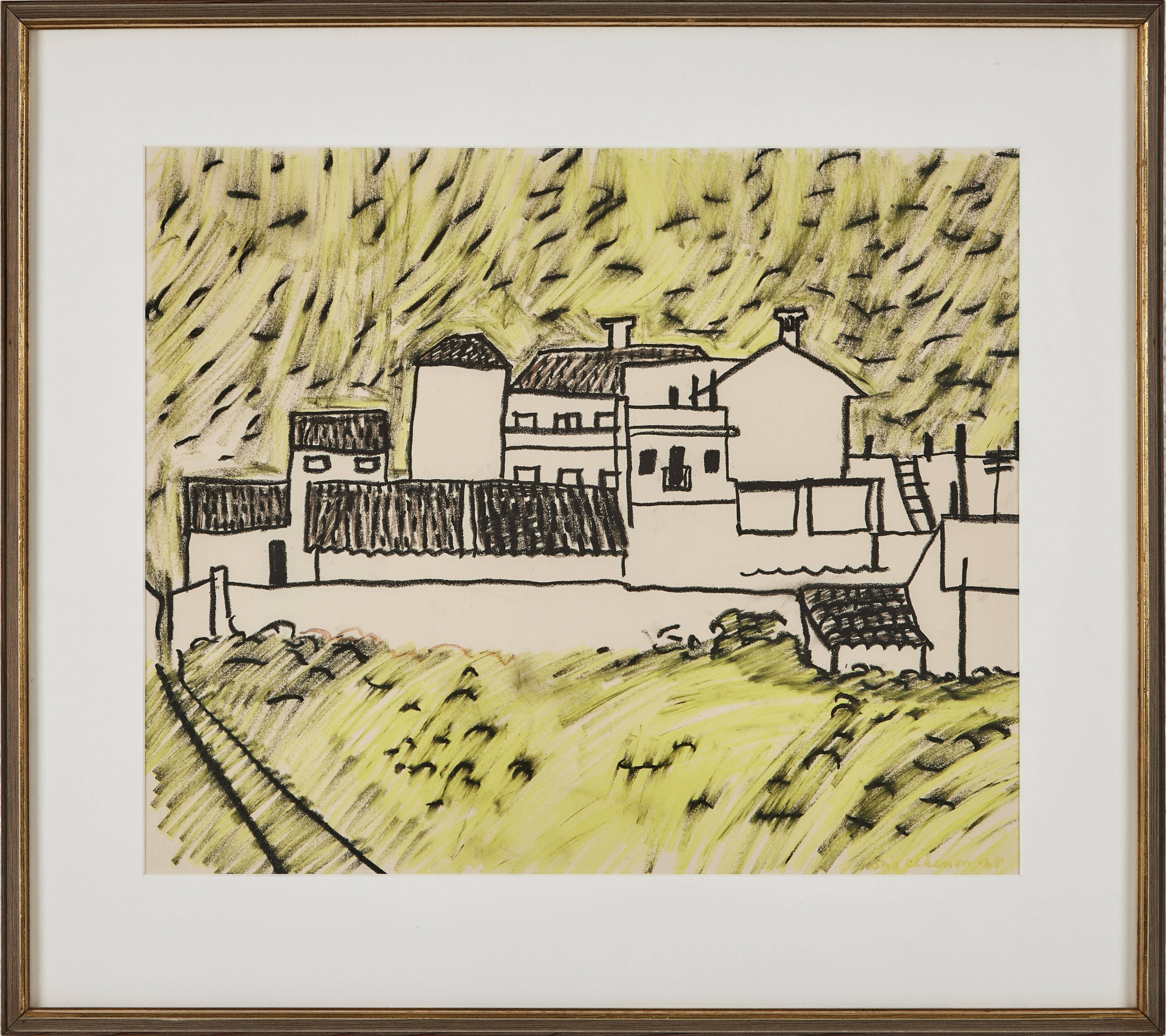 STIG (SLAS) CLAESSON. stadsmotiv, gouache på papper, signerad och otydligt daterad.