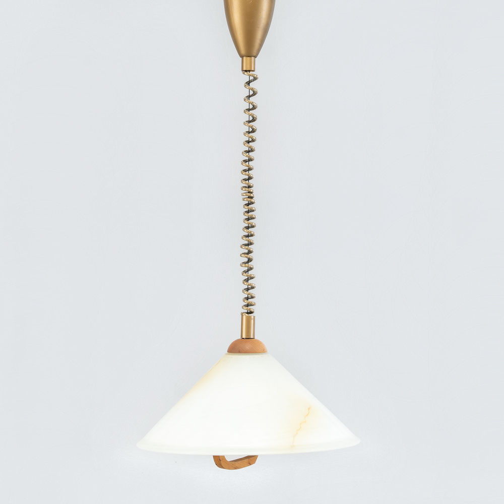 TAKLAMPA, Glas och teak, 1900-tal.