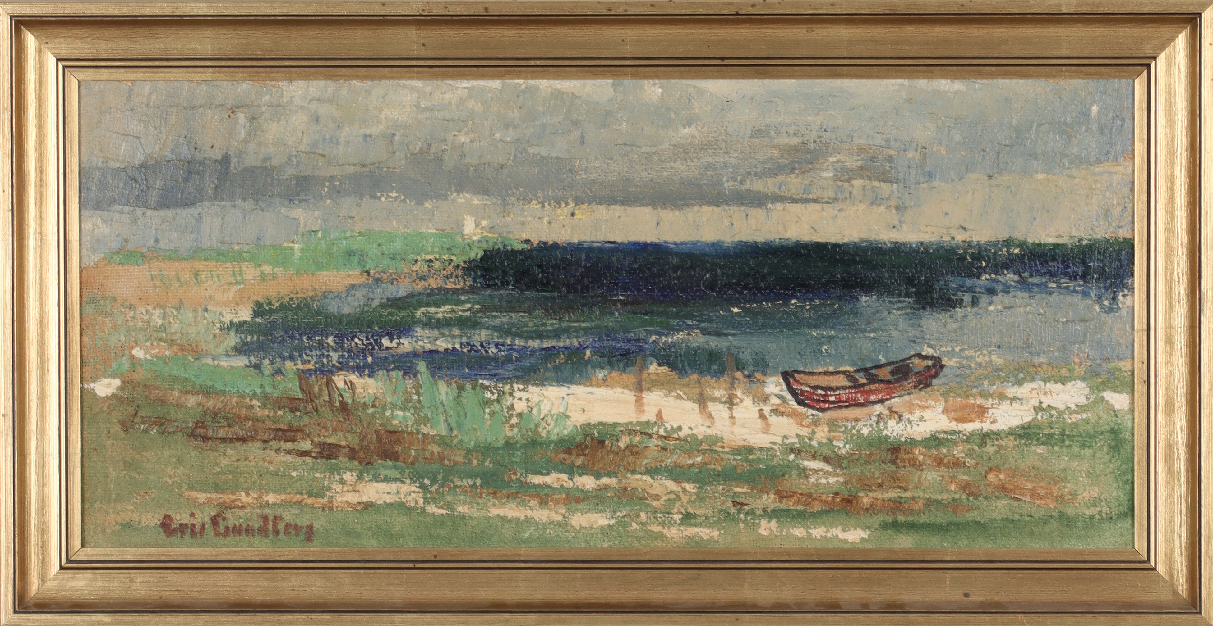 ERIC LUNDBERG. Havsvik, olja på duk, signerad.