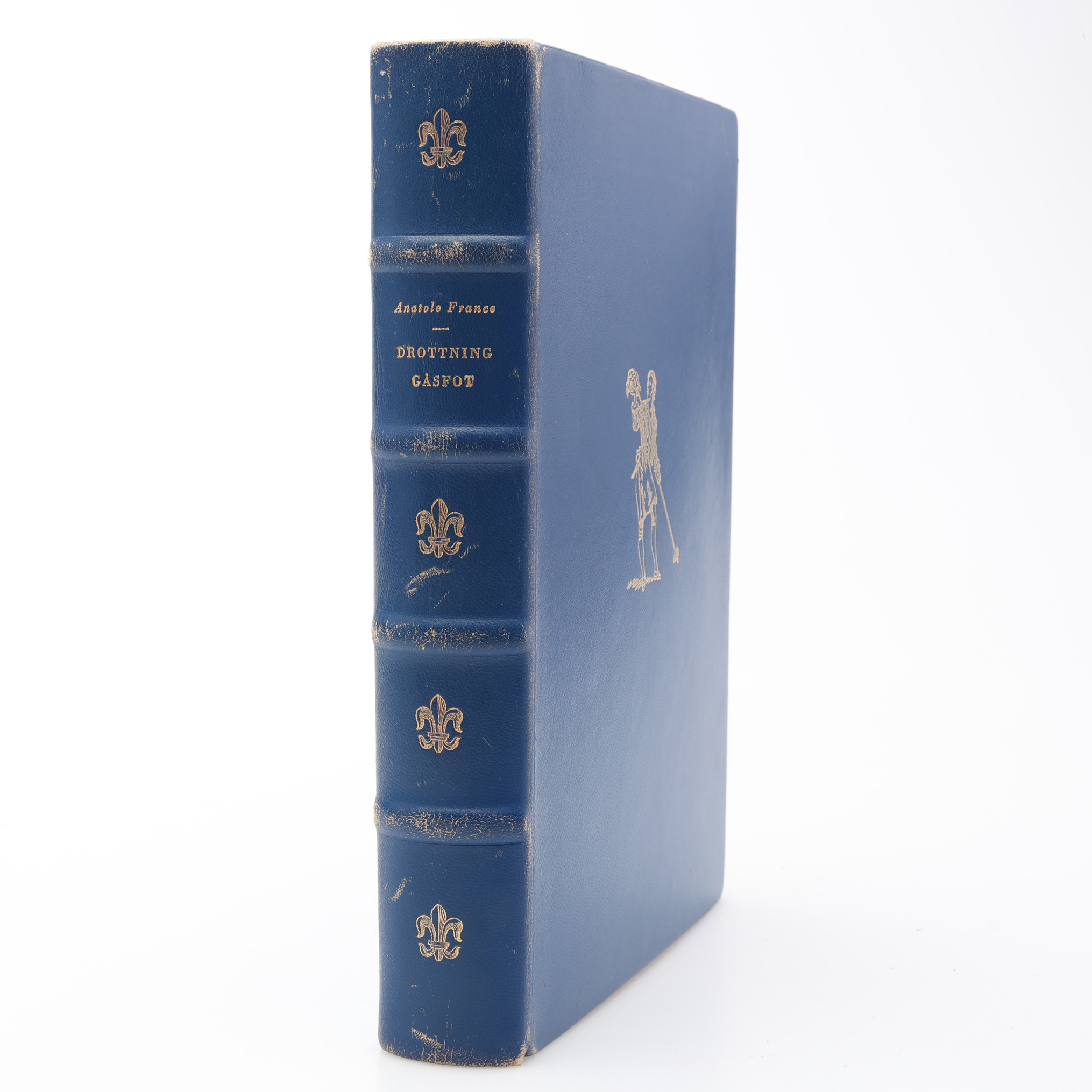 BIBLIOFILI. DROTTNING GÅSFOT MED EN SIGNERAD ORIGINALETSNING AV BERTIL BULL HEDLUND.