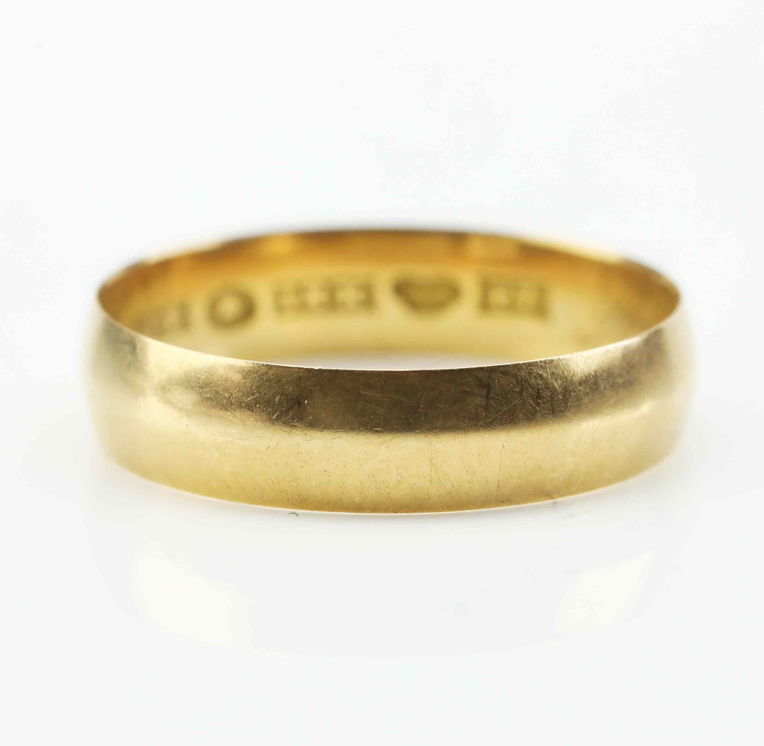 RING, slät modell, guld 18K, Joh. Petterssons Eftr. Juvelerar A.B, Stockholm, 1917.