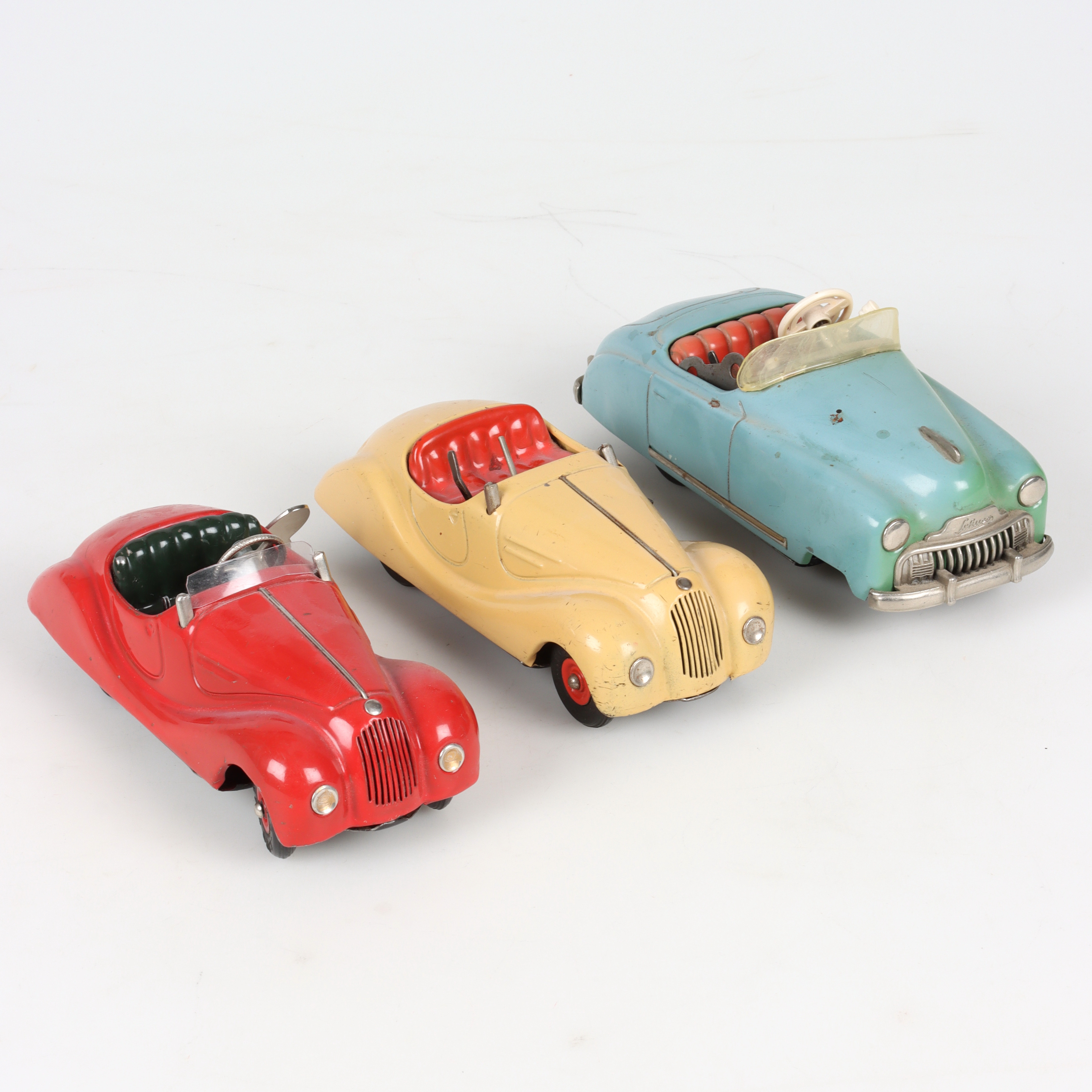 SCHUCO, 3 st, bilar, plåt, urverk, US-Zone, Tyskland.