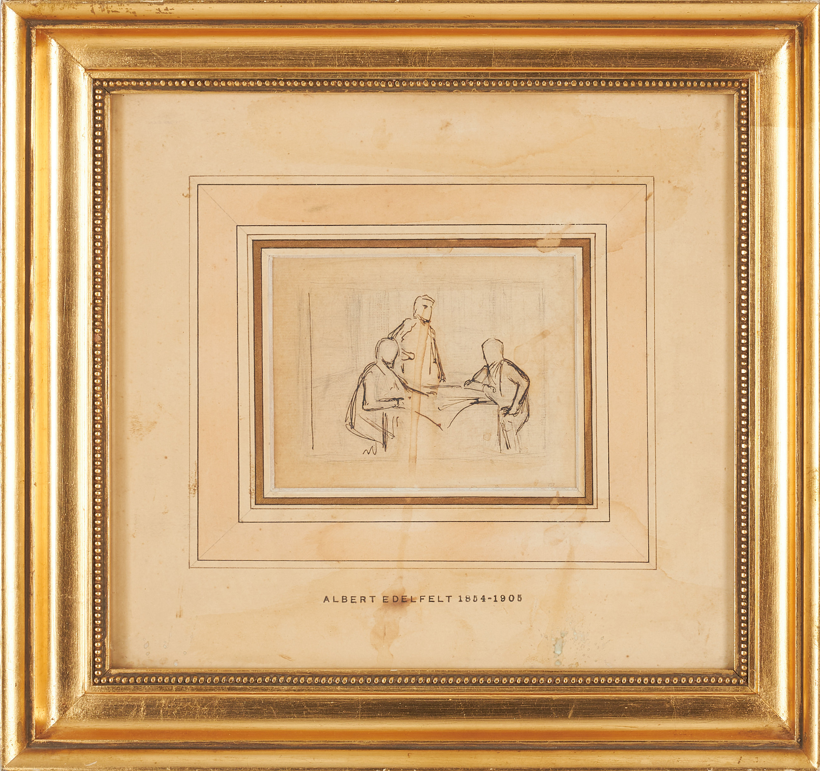 ALBERT EDELFELT. figurkomposition, tusch, osignerad, intygad a tergo.