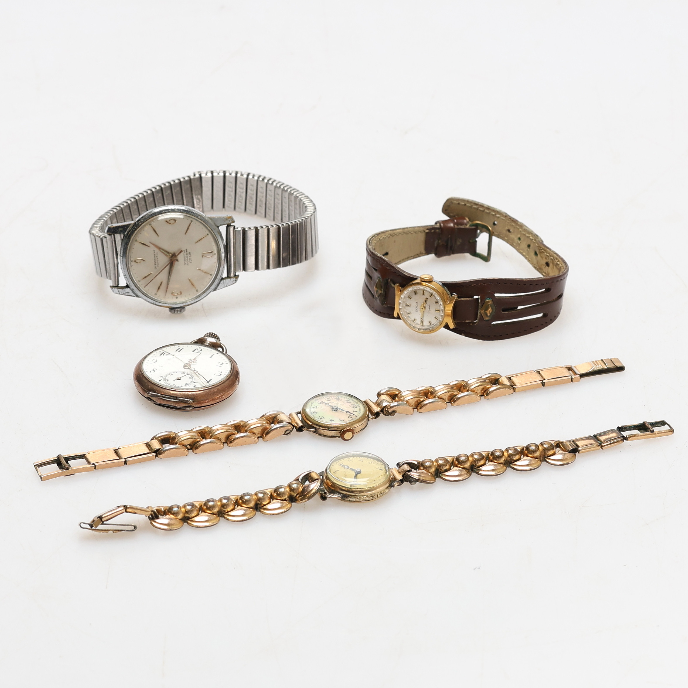 ARMBANDSUR OCH FICKUR/MORMORSUR. 5 st, b la Hellas Automat.