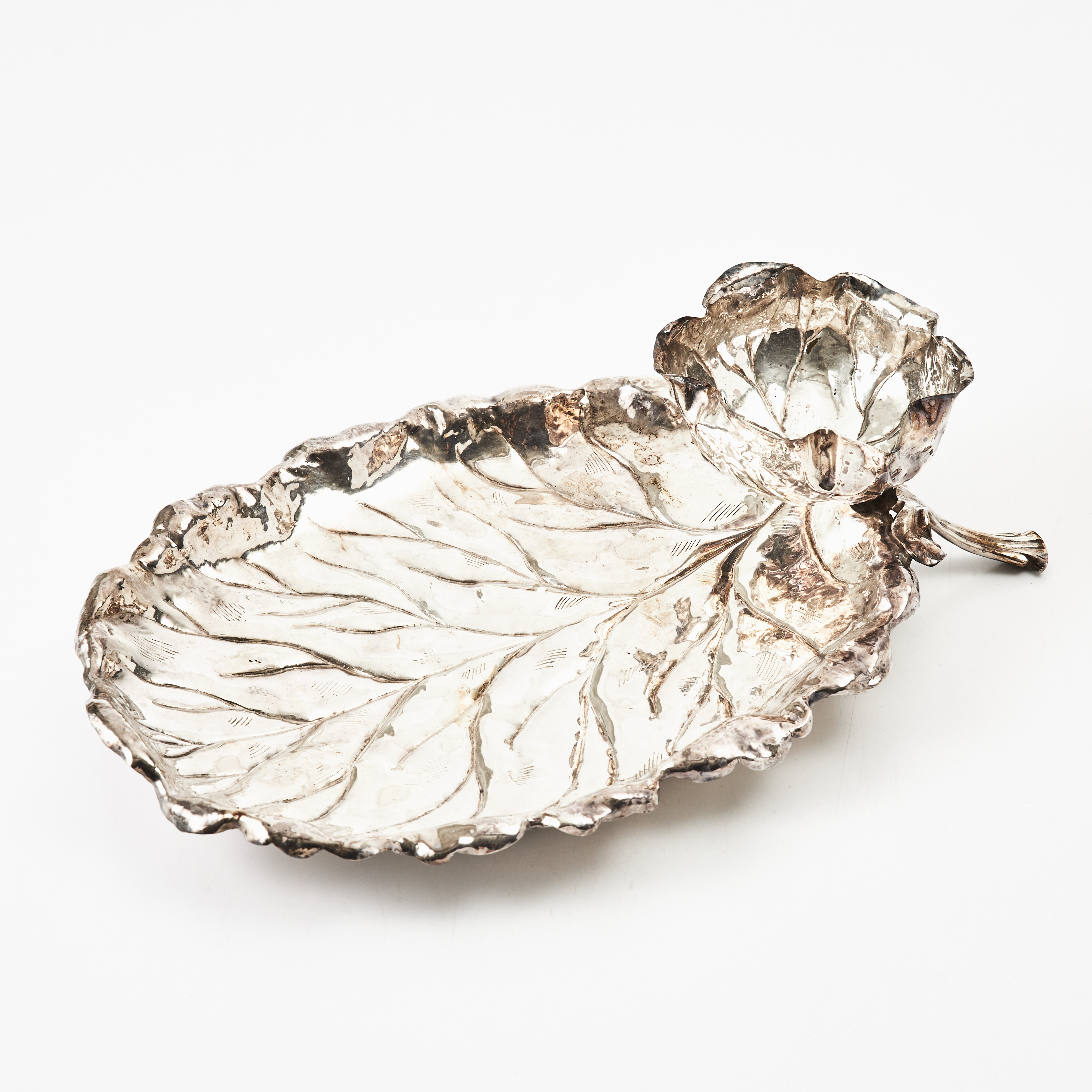 UPPLÄGGNINGSFAT med SKÅL, nysilver, 1900-talets början, stämplad S Alström.