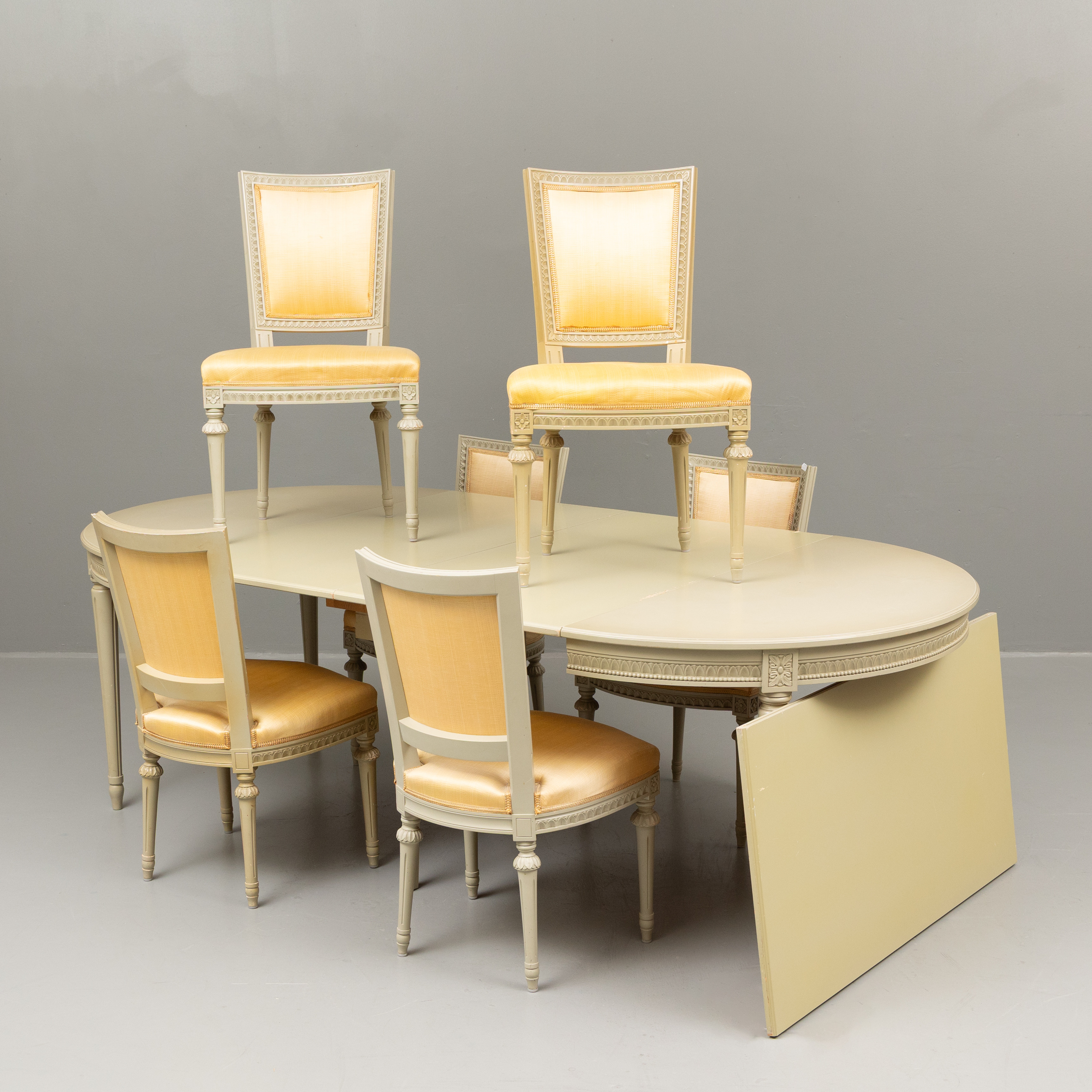 BORD OCH STOLAR, 10 delar, gustaviansk stil, Åmells, 1977.