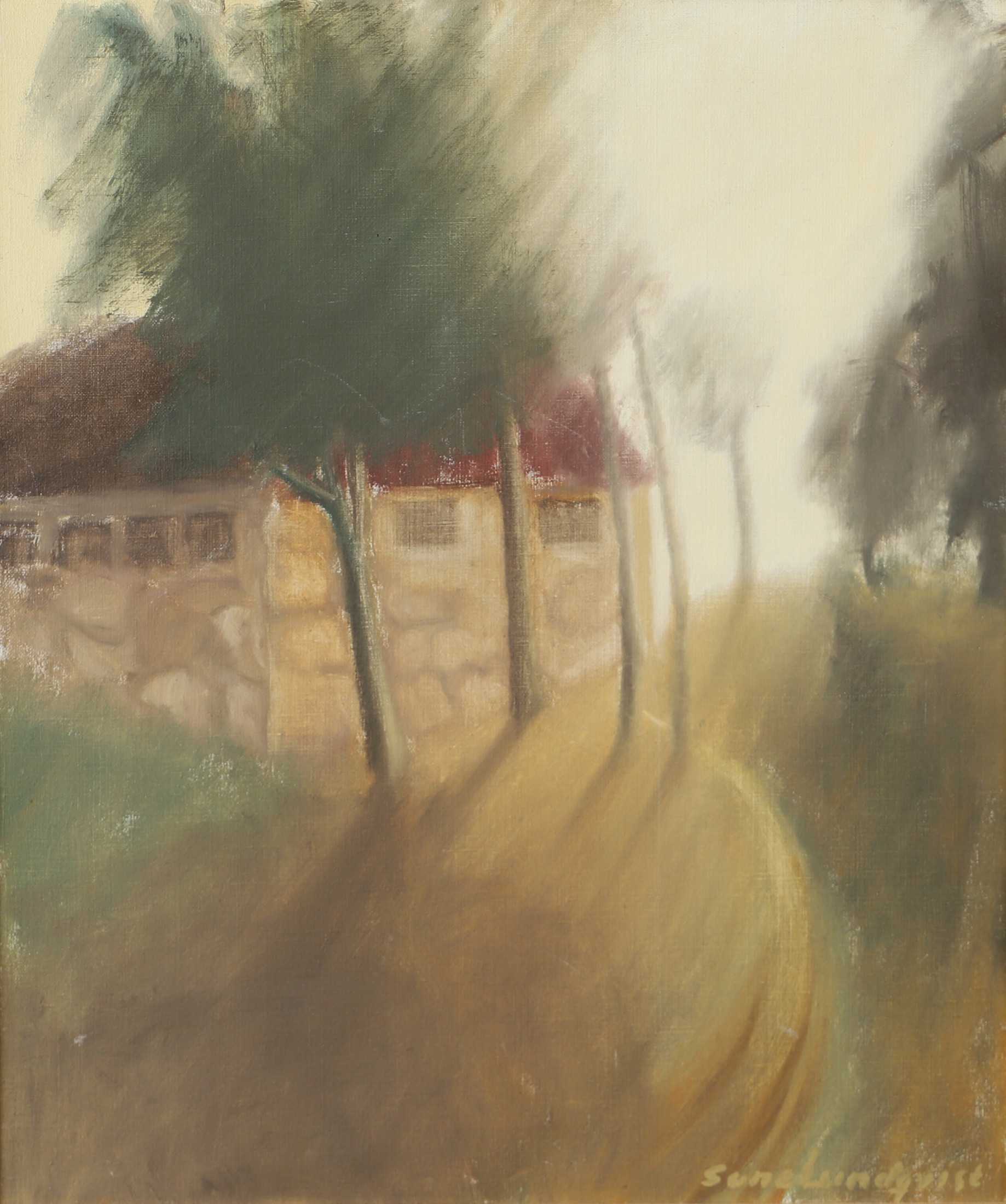 SUNE LUNDQVIST. "Motiv från Rönnebergagården", olja på duk, signerad.