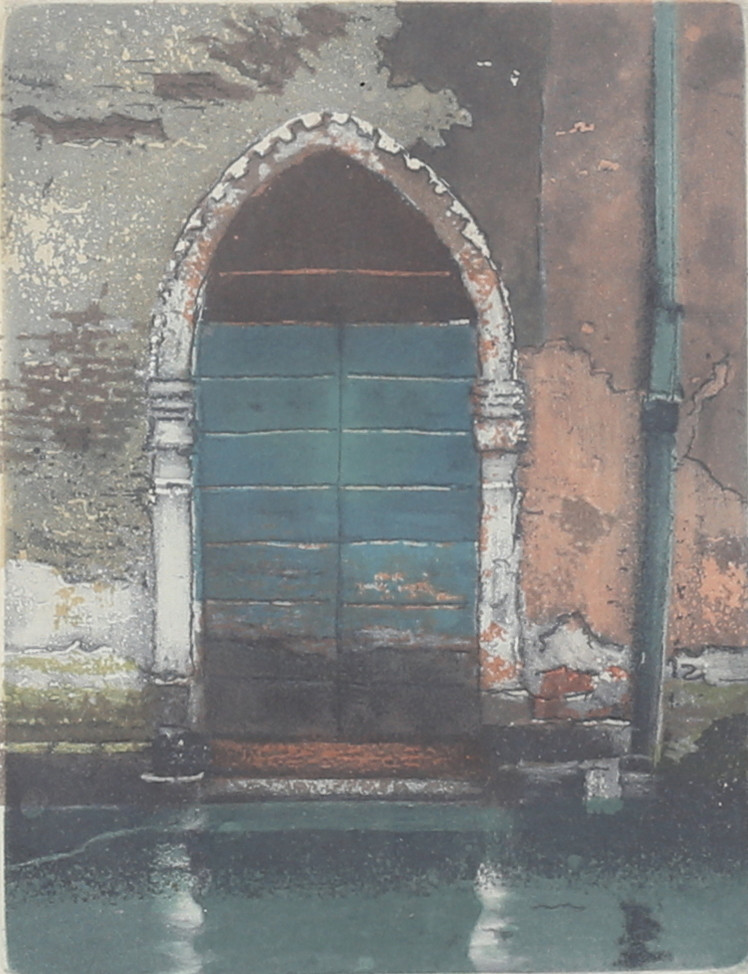 JOSEF SCHIBLI. Portal i Venedig, färglitografi, signerad, numrerad 222/375.