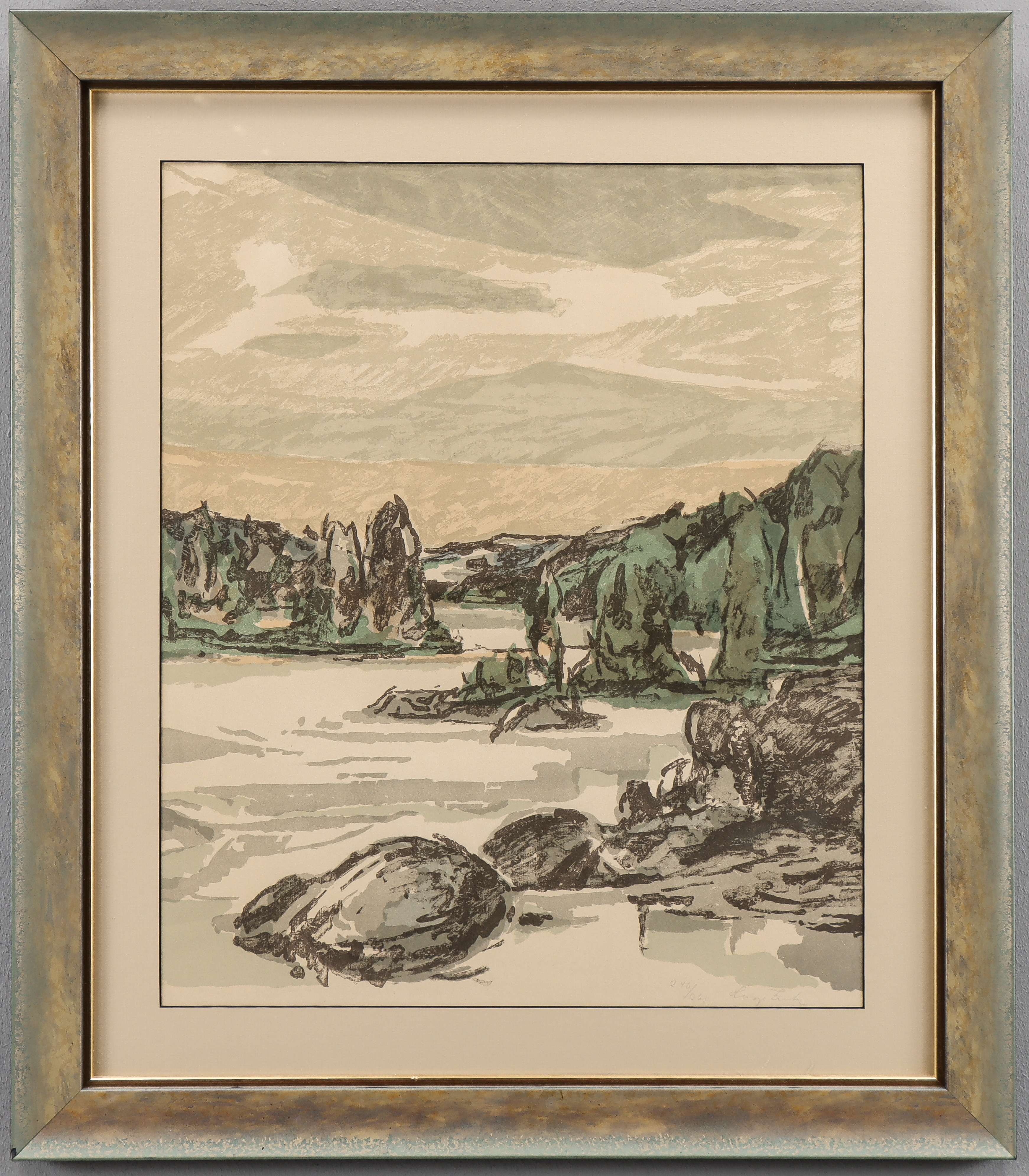 HUGO ZUHR. Litografi 246/360, signerad.