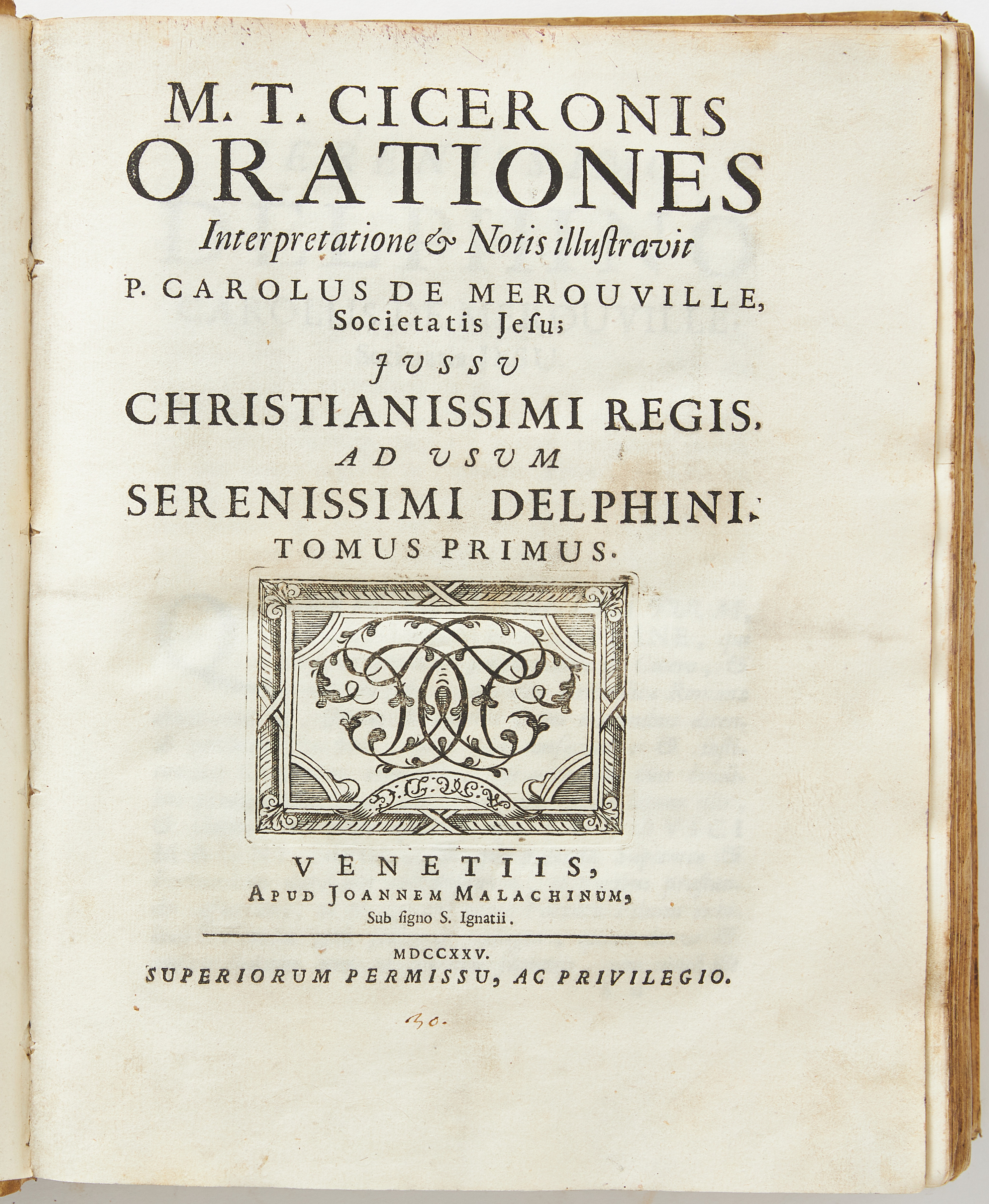CICERO ORATIONES I-III 1725, 3 VOLUMES.