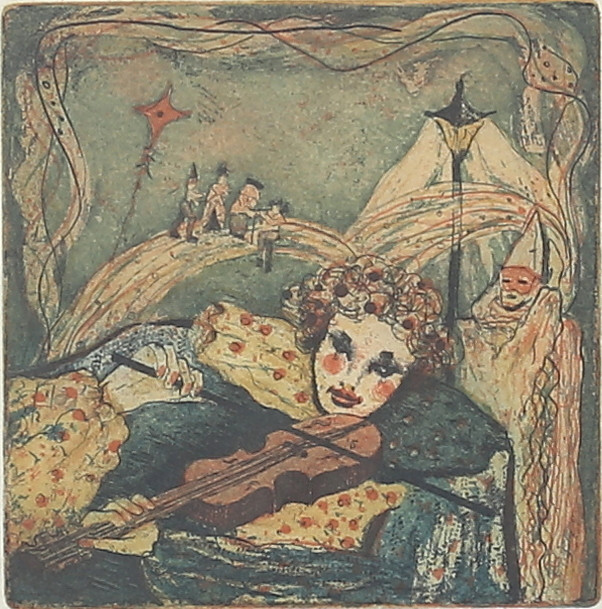 IRENE JARZ. "Serenad", färglitografi, signerad, numrerad 241/390.