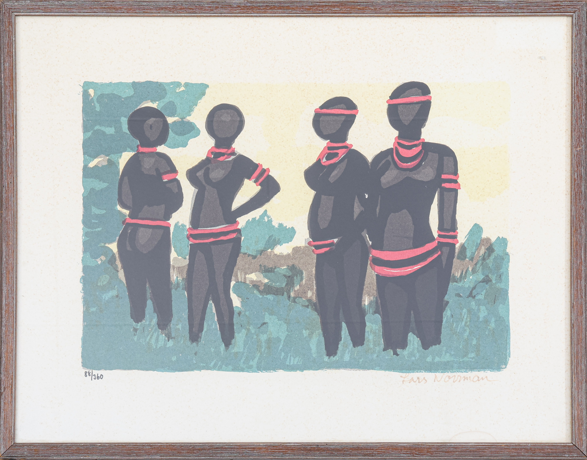 LARS NORRMAN. Färglitografi, Afrikanska kvinnor, signerad, no 88/360.