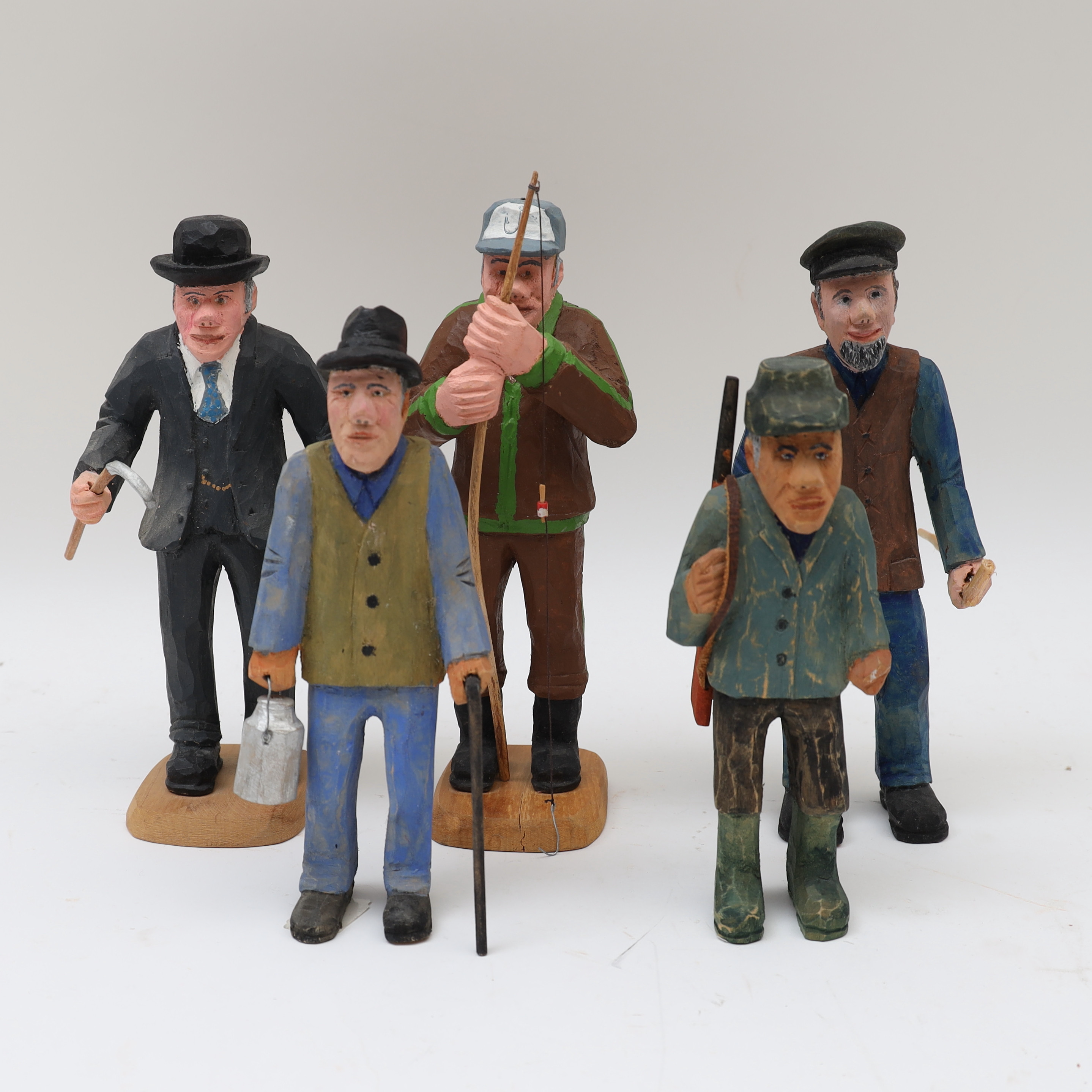 TRÄFIGURER, Fiskare, jägare figurer.