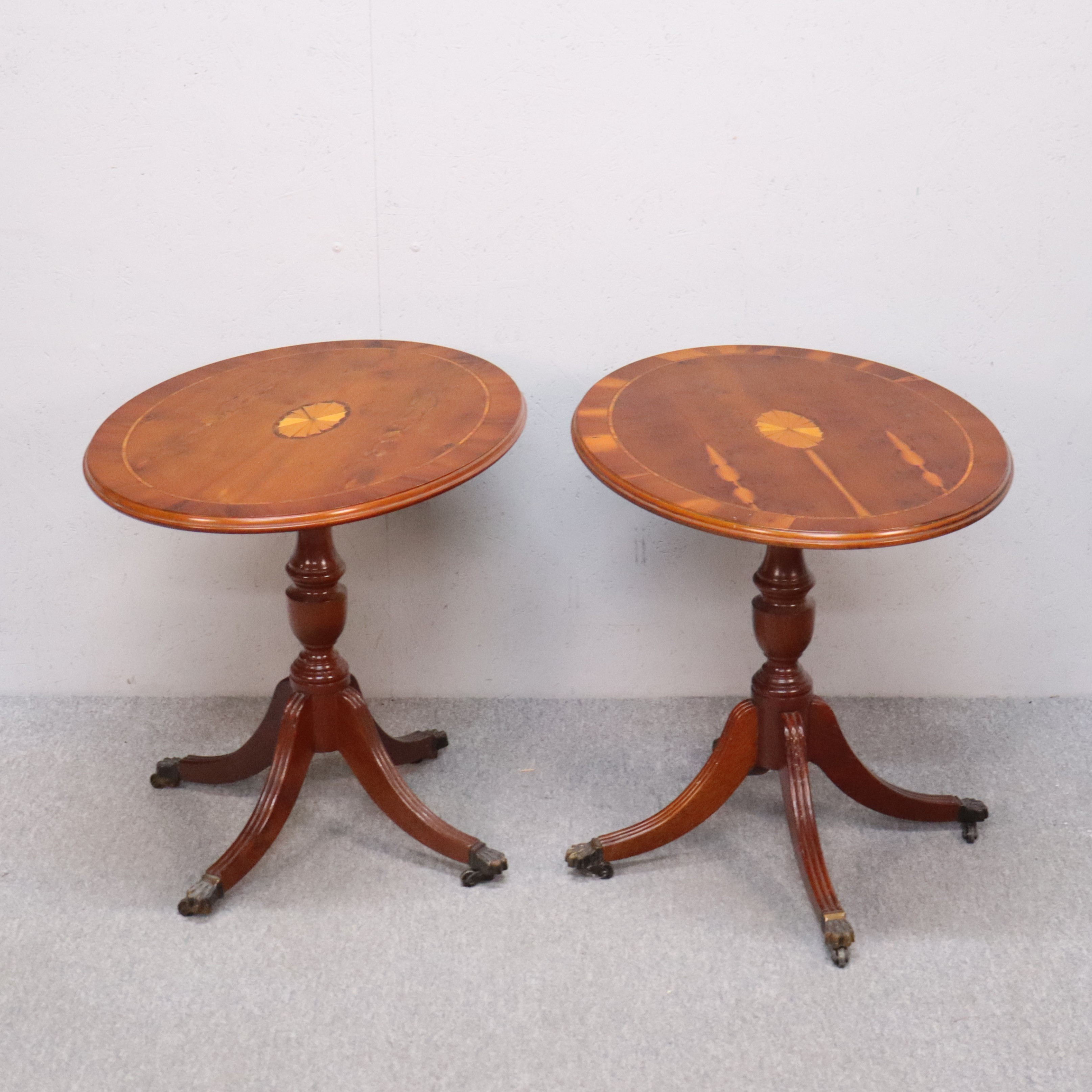 SIDOBORD, idegran med intarsia, engelsk stil, 1 par.