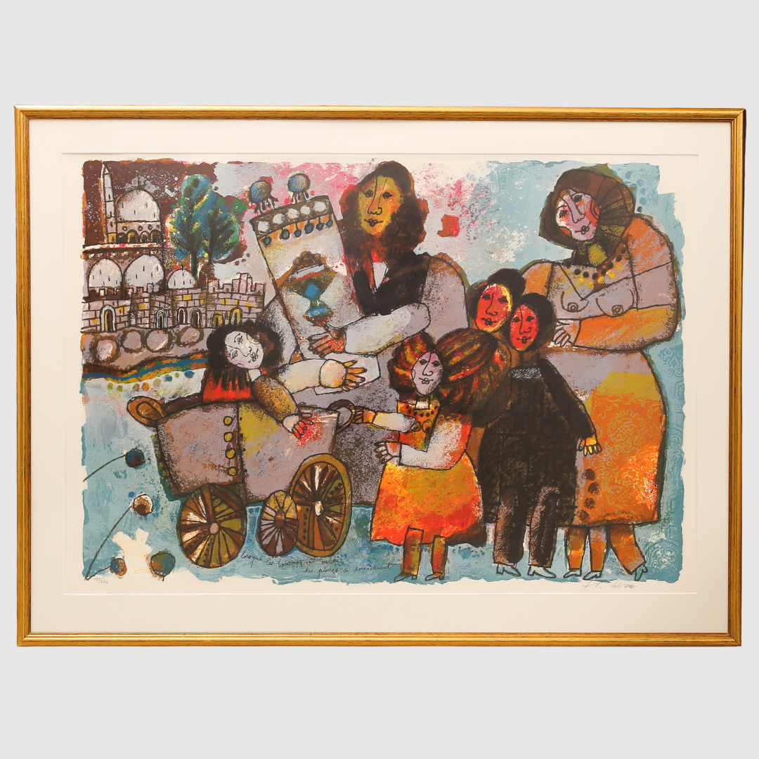 THÉO TOBIASSE. Färglitografi, "Corsque les hommes ont oublié les pierres se souviennert" numrerad 133/250, signerad.