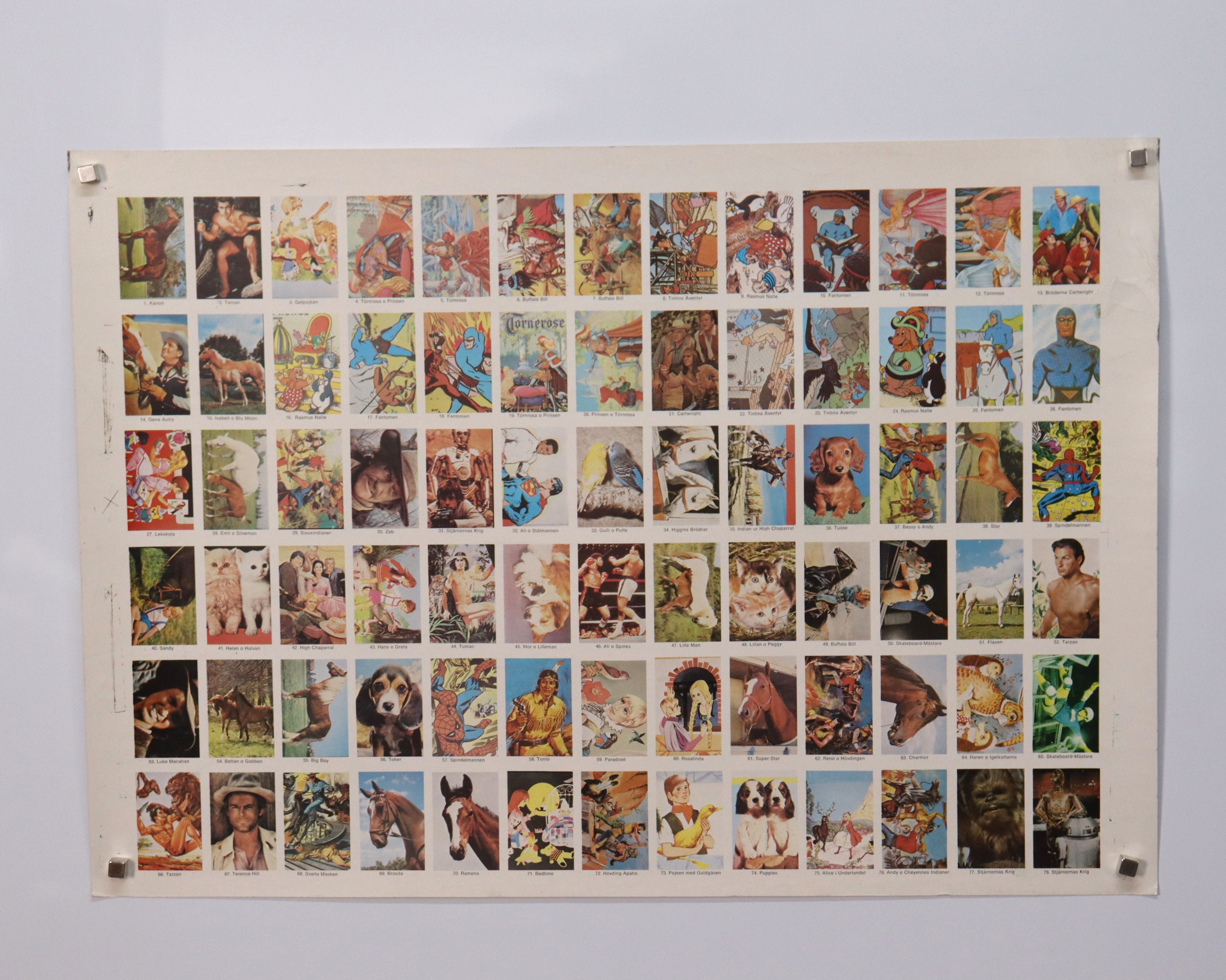 SAMLARBILDER, oklippta ark, Disney, Tarzan, Fantomen, Tintin, Muhammed Ali mm, 2 st.