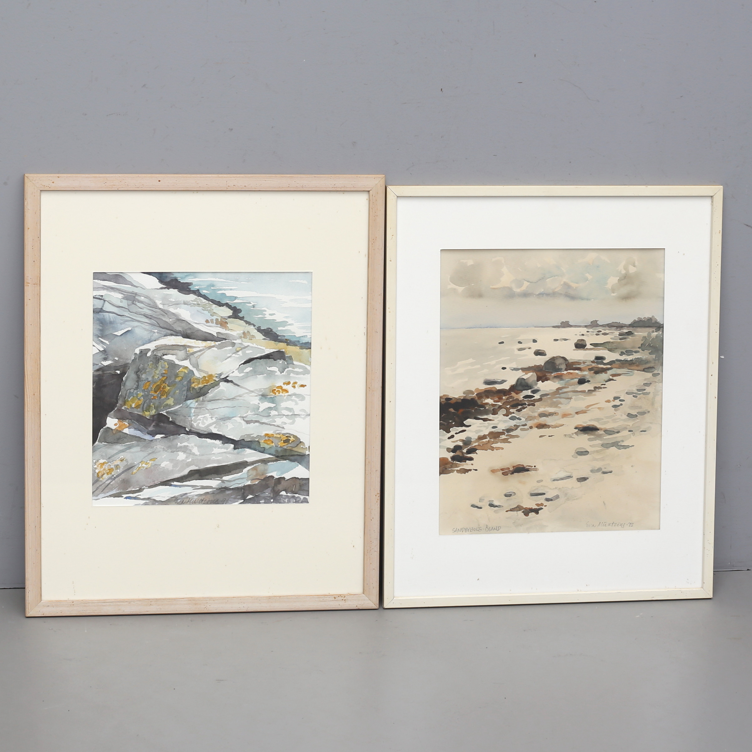 EVA MÜNTZING. 2 st Ölandsmotiv, akvareller, signerade, daterade.