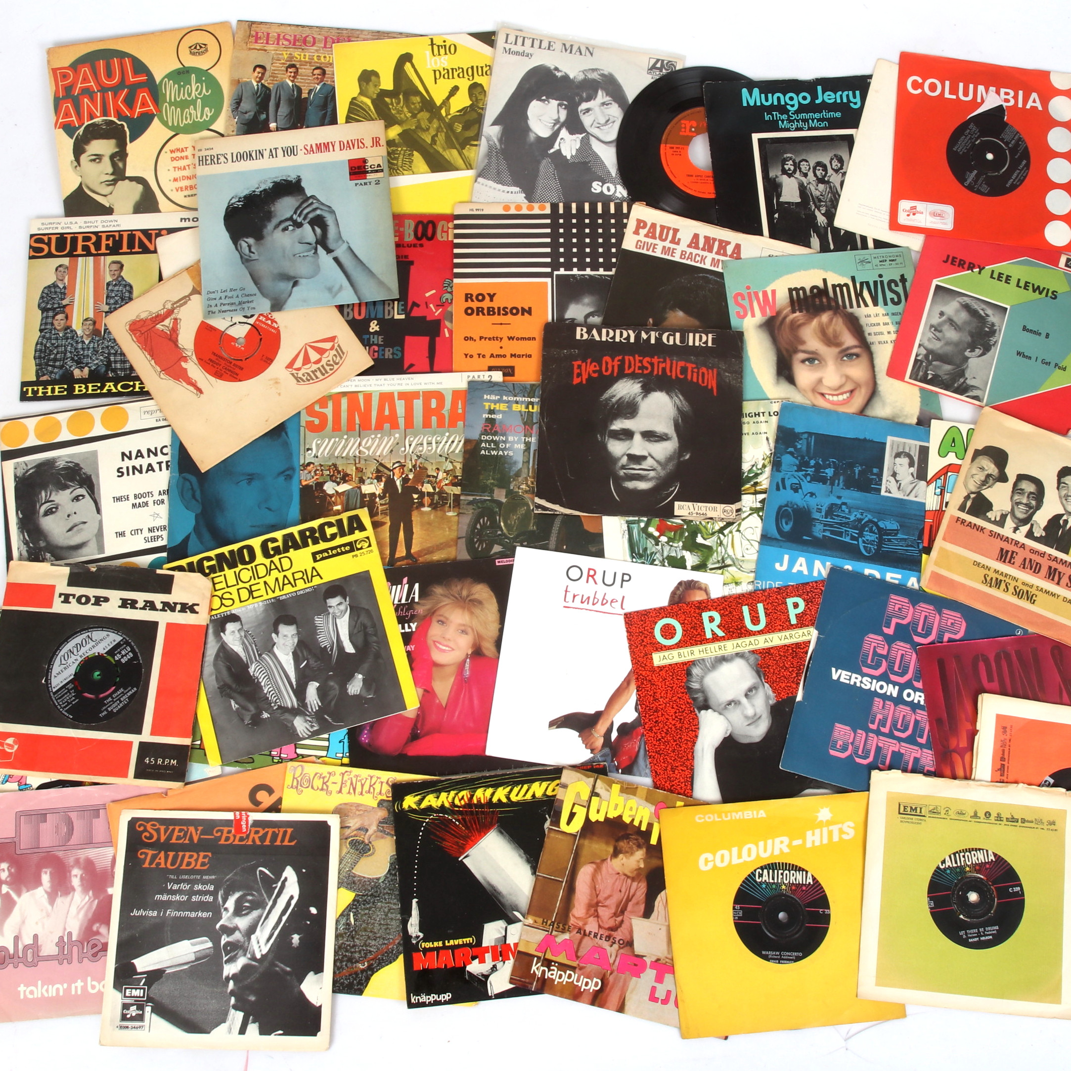 VINYLSKIVOR, 70 st, Ep & Singlar, Spotnicks, Bobby Darrin, Freddy Cannon, Little Richard, Jerry Lee Lewis, Elvis Presley, mfl. 1960-80-tal.