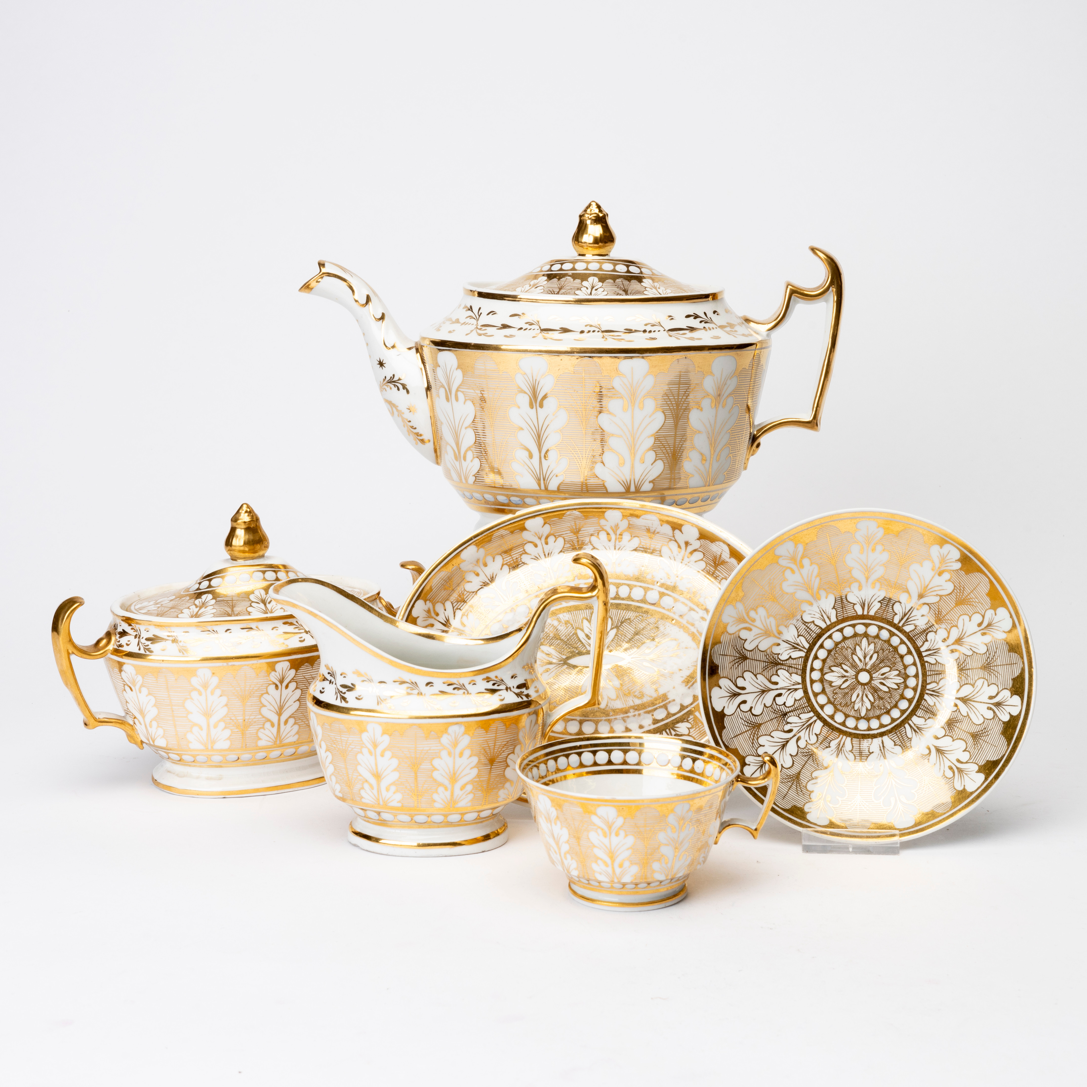 KAFFESERVIS, 13 delar, flintgods, Senempire, Frankrike, 1800-talets mitt.