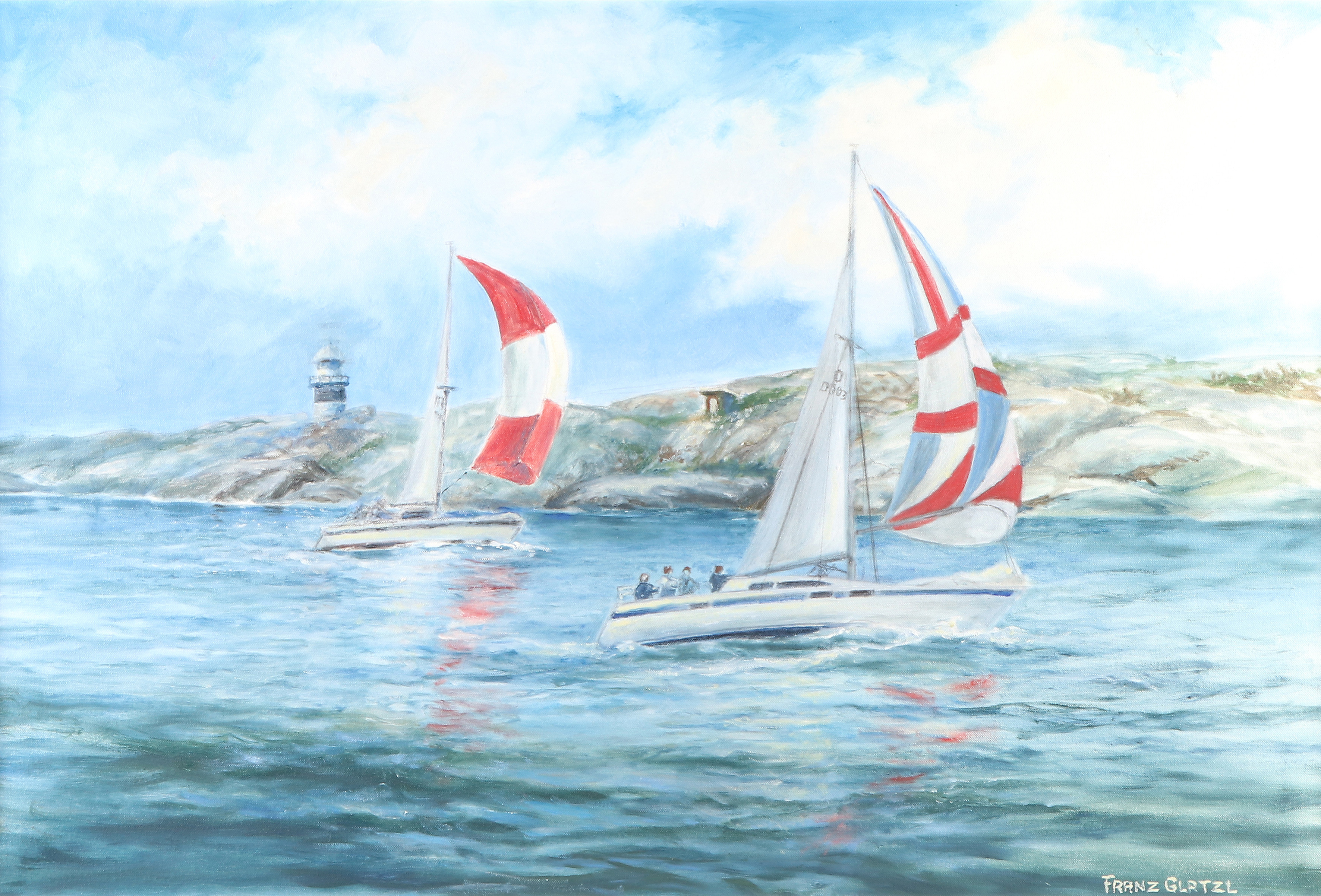 FRANZ GLATZL. Oljemålning på duk. "Herm rund". Signerad.