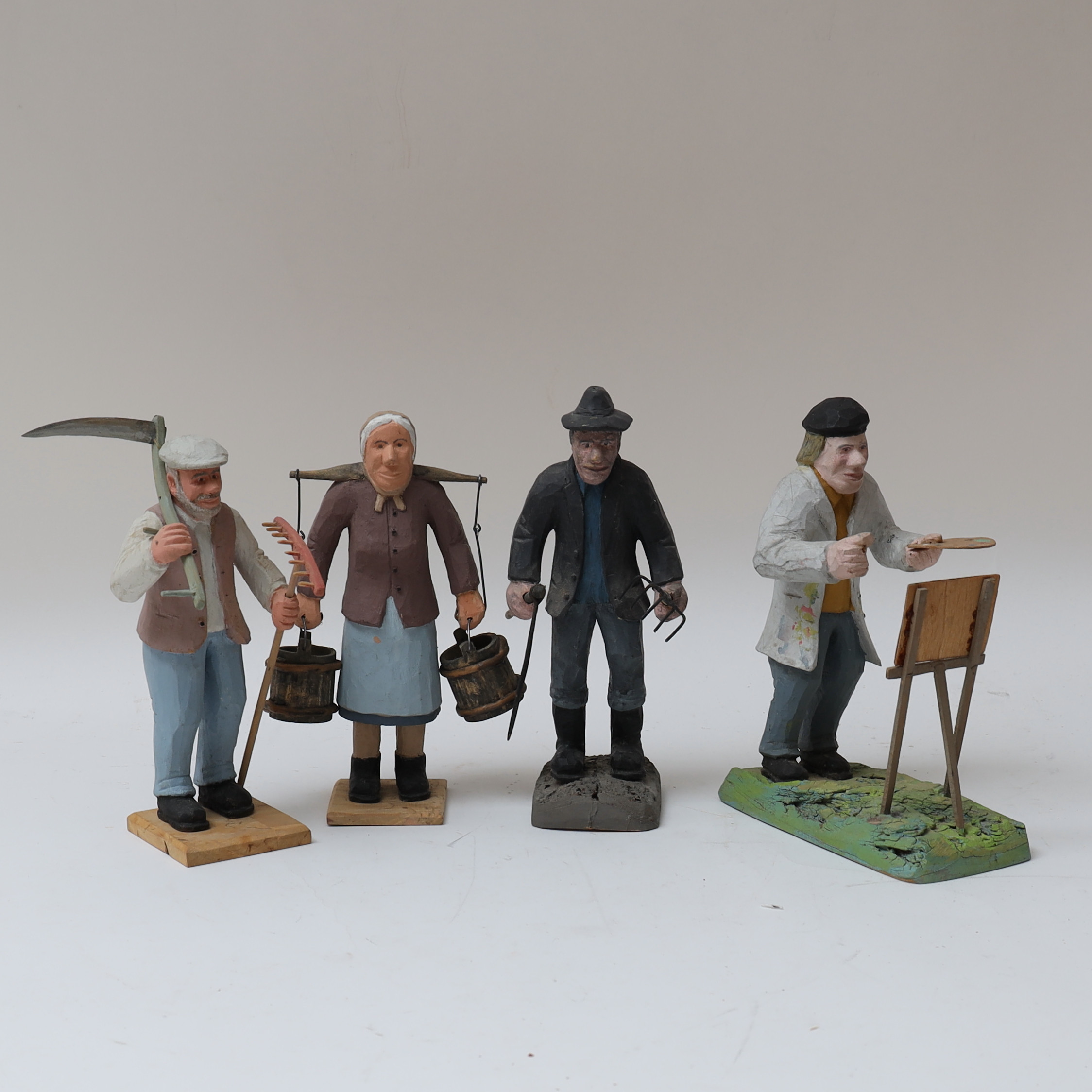 TRÄFIGURER, 4 stycken, Signerade E.O.