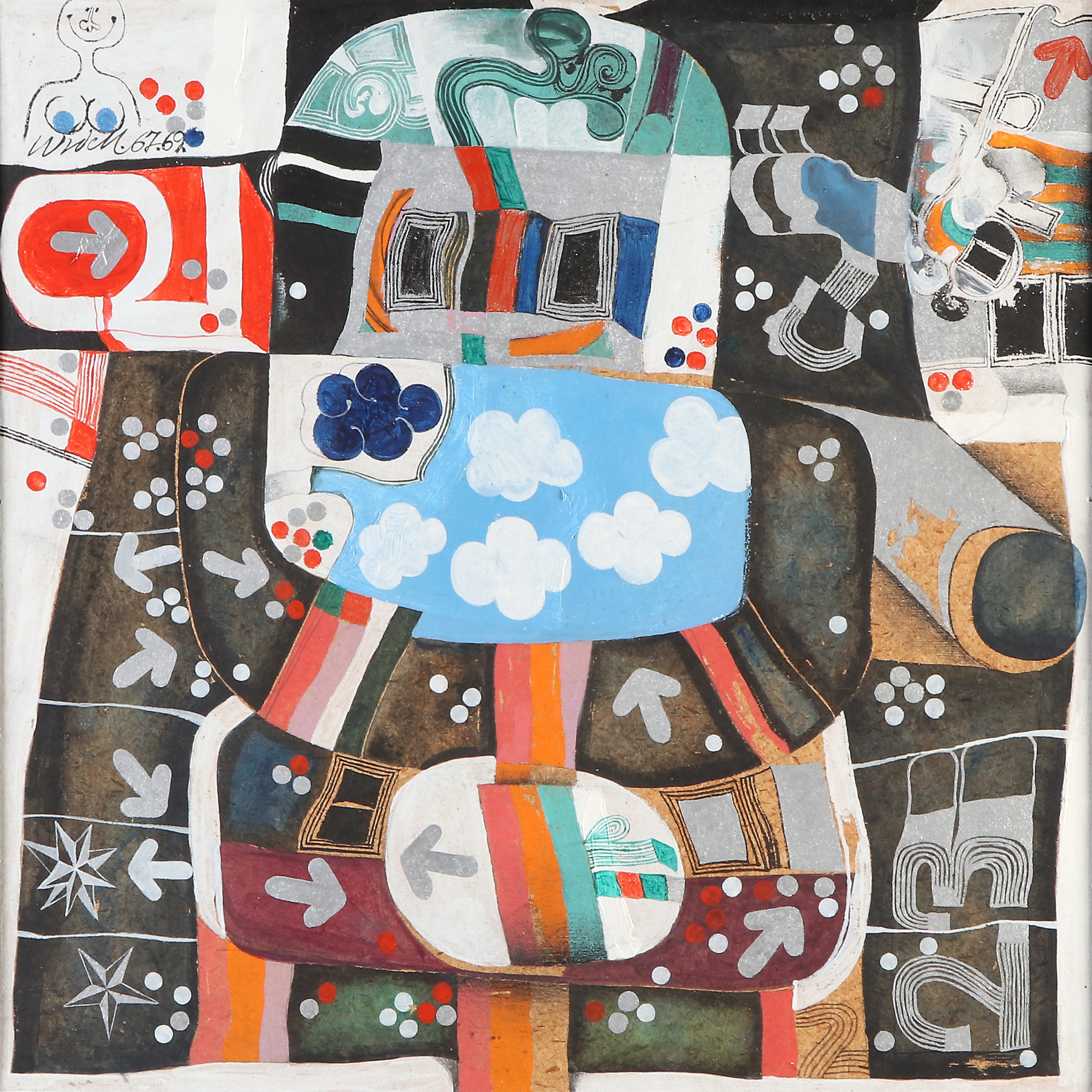 EDDIE WIDELL. Blandteknik. "Lek". Signerad Widell 67.69.