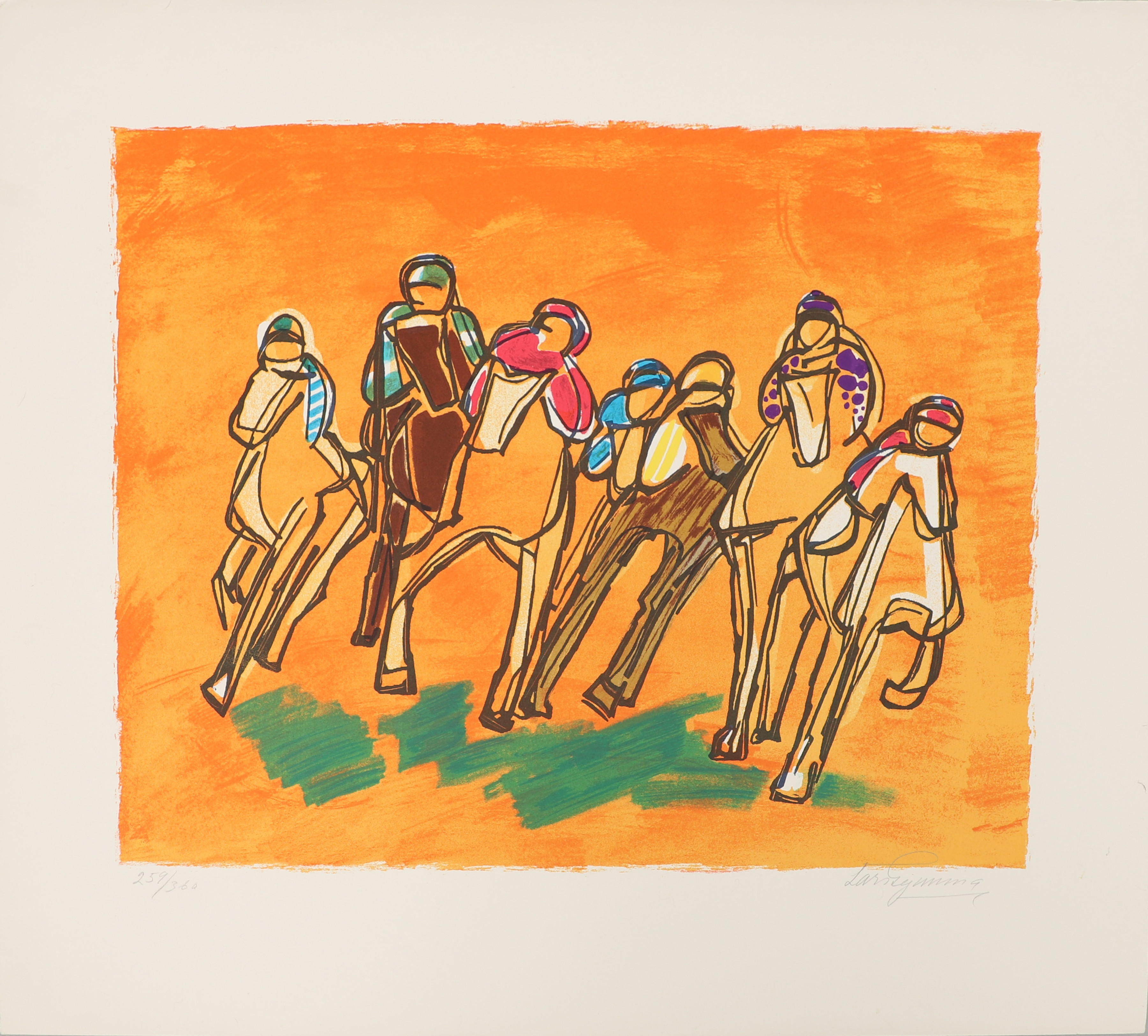 LARS GYNNING, färglitografi. "Galopp". Numrerad 259/360 samt signerad.