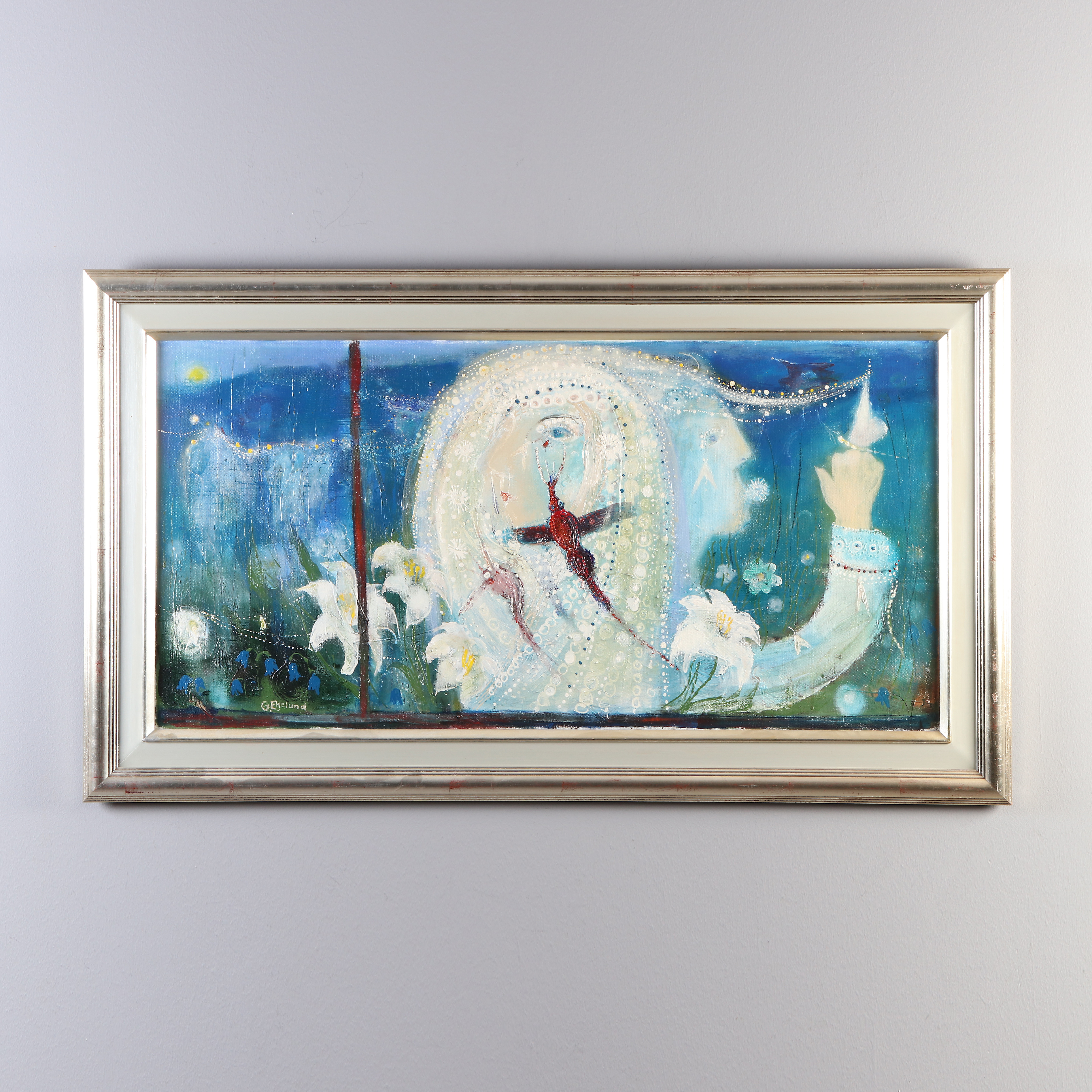 OWE EKELUND. Oljemålning på duk. "Fönster mot sommarängen". Signerad.